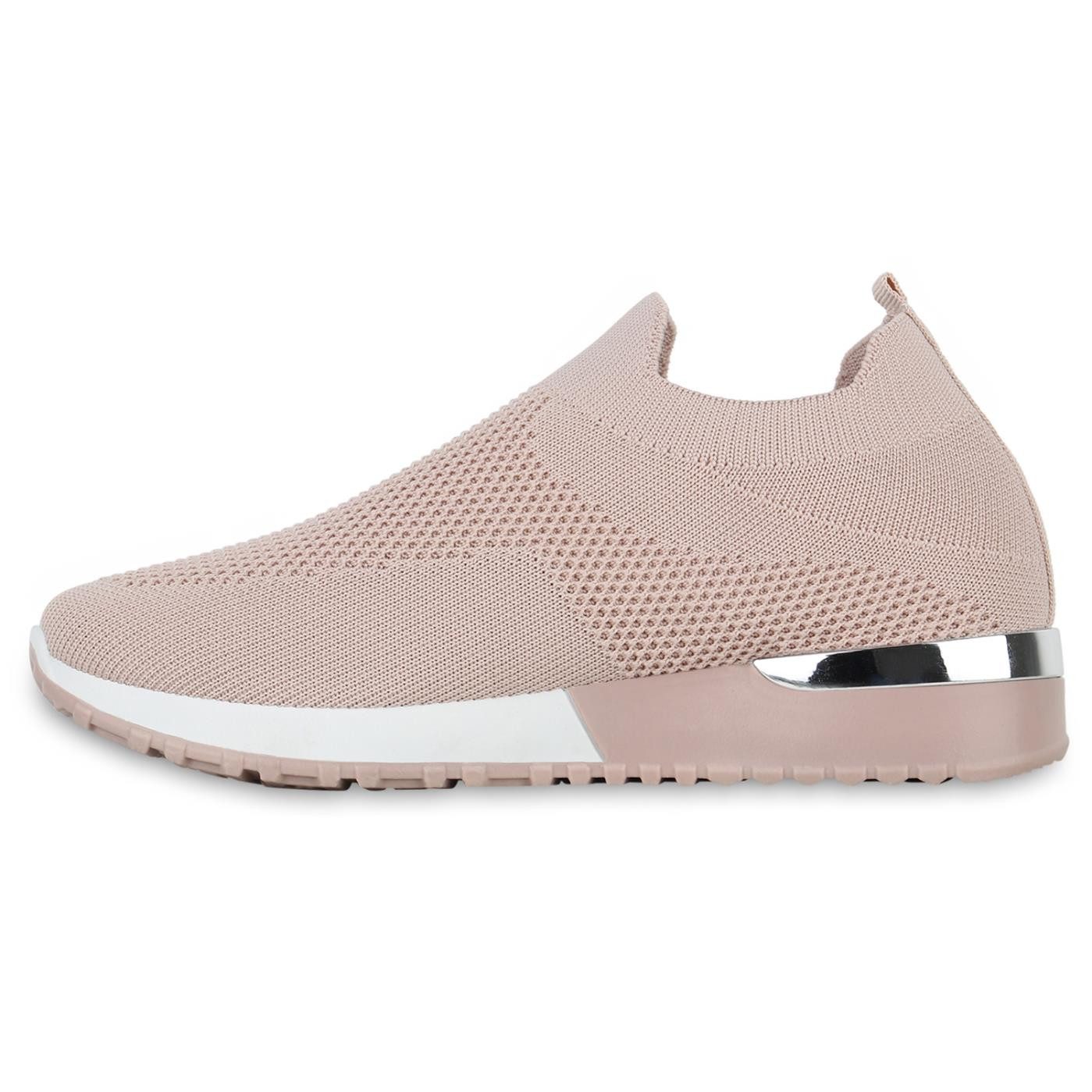 VAN HILL 841645 Laufschuh Damen Slip Ons Sportschuhe Sportliche Strick Profil-Sohle