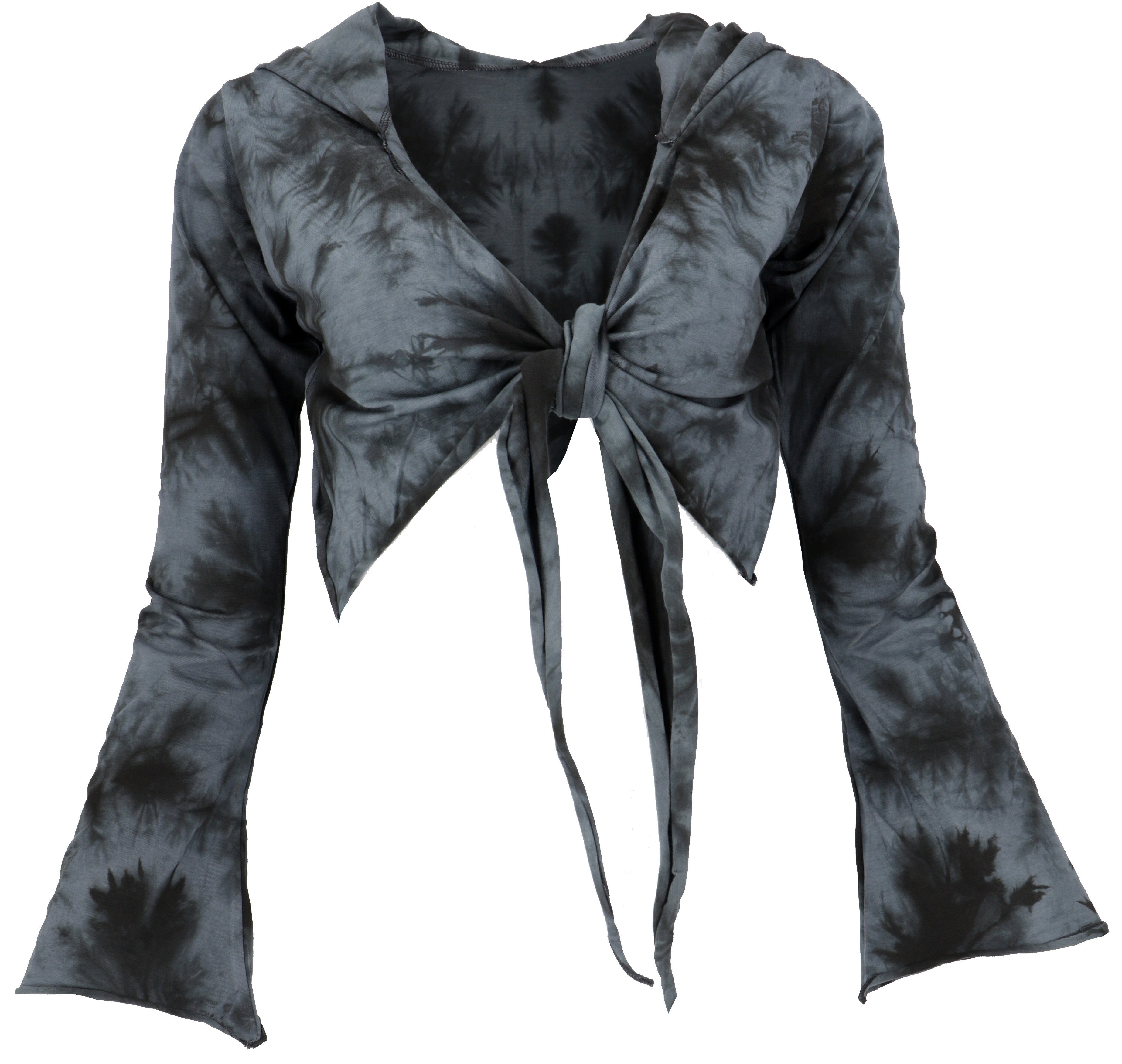 Wickeltop, Batik/grau Guru-Shop Yogatop, mit.. alternative Bekleidung Longsleeve Langarmshirt