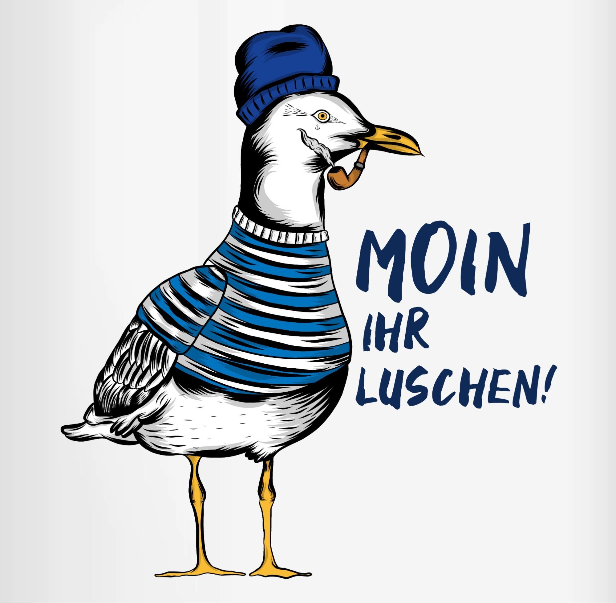 Shirtracer Tasse Moin ihr Luschen Coole Möwe Schwarz, Keramik