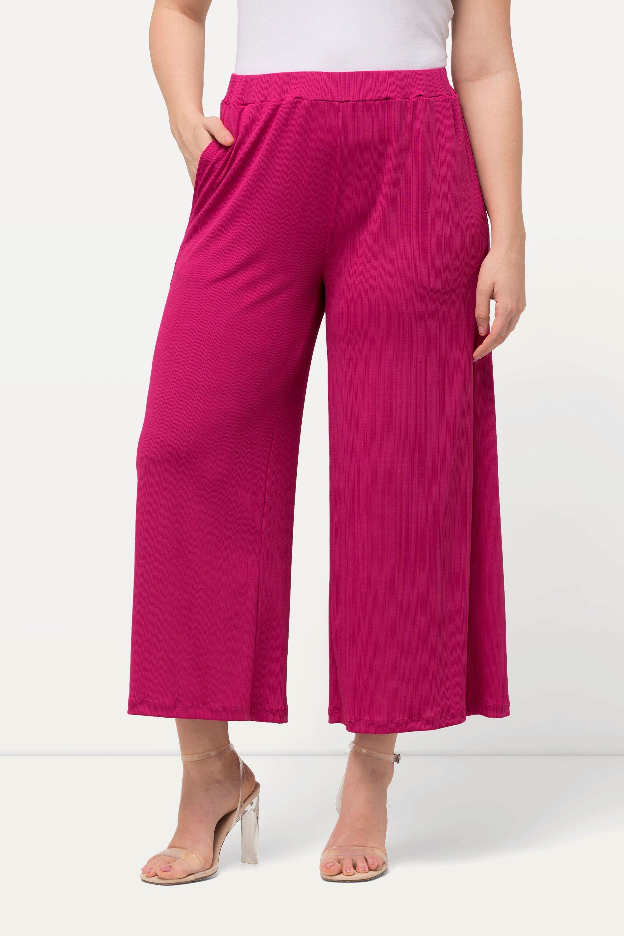 Ulla Popken Funktionshose Culotte Struktur wadenlang gerades Bein