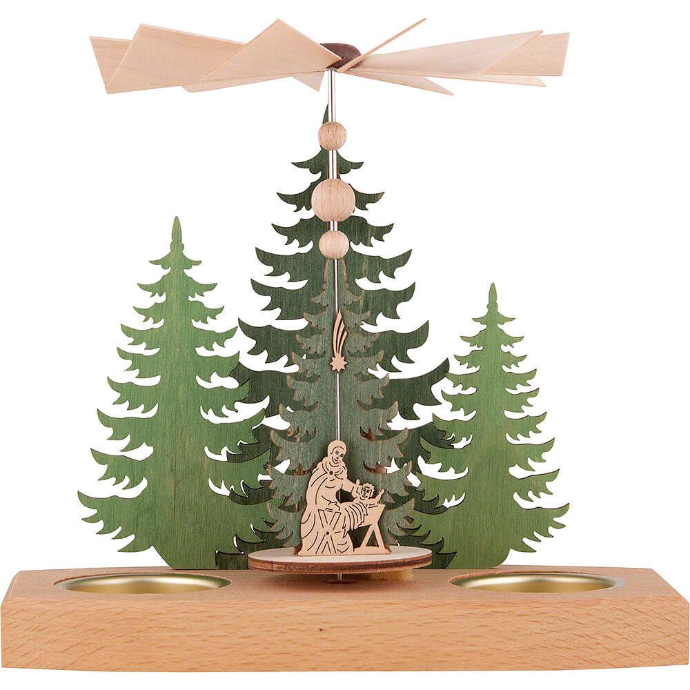 Erzgebirge-Palast Weihnachtspyramide 1-stöckige Pyramide Tannen - Christi Geburt (16,5cm) von Kreißl