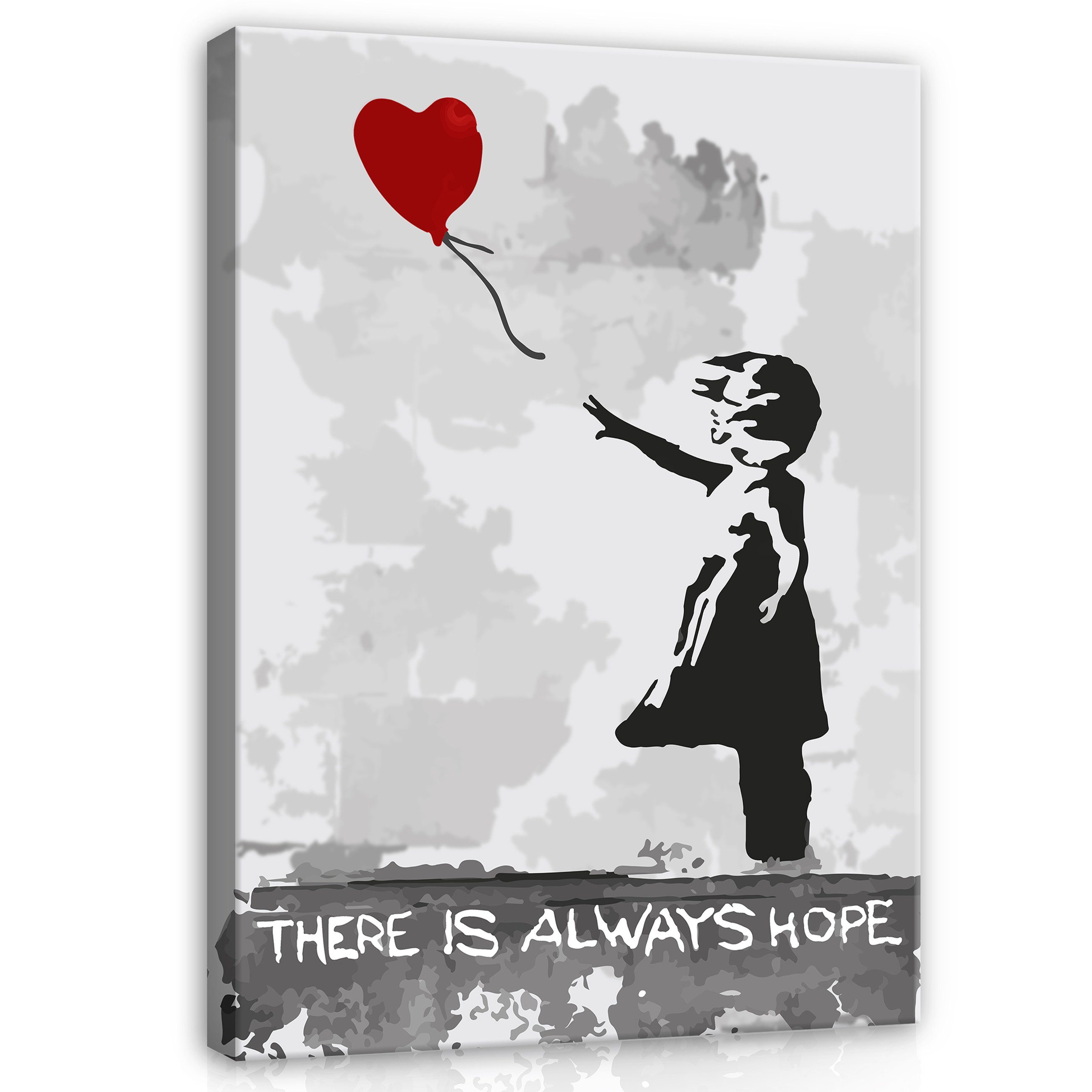 Wallarena Leinwandbild Graffiti BANKSY Streetart Kunst Girl with Balloon Mädchen Wandbild Groß XXL Wandbilder Leinwandbilder Modern Canvas Kunstdruck Bild Auf Leinwand Bilder für Wohnzimmer Schlafzimmer, (Einteilig), Aufhängefertig