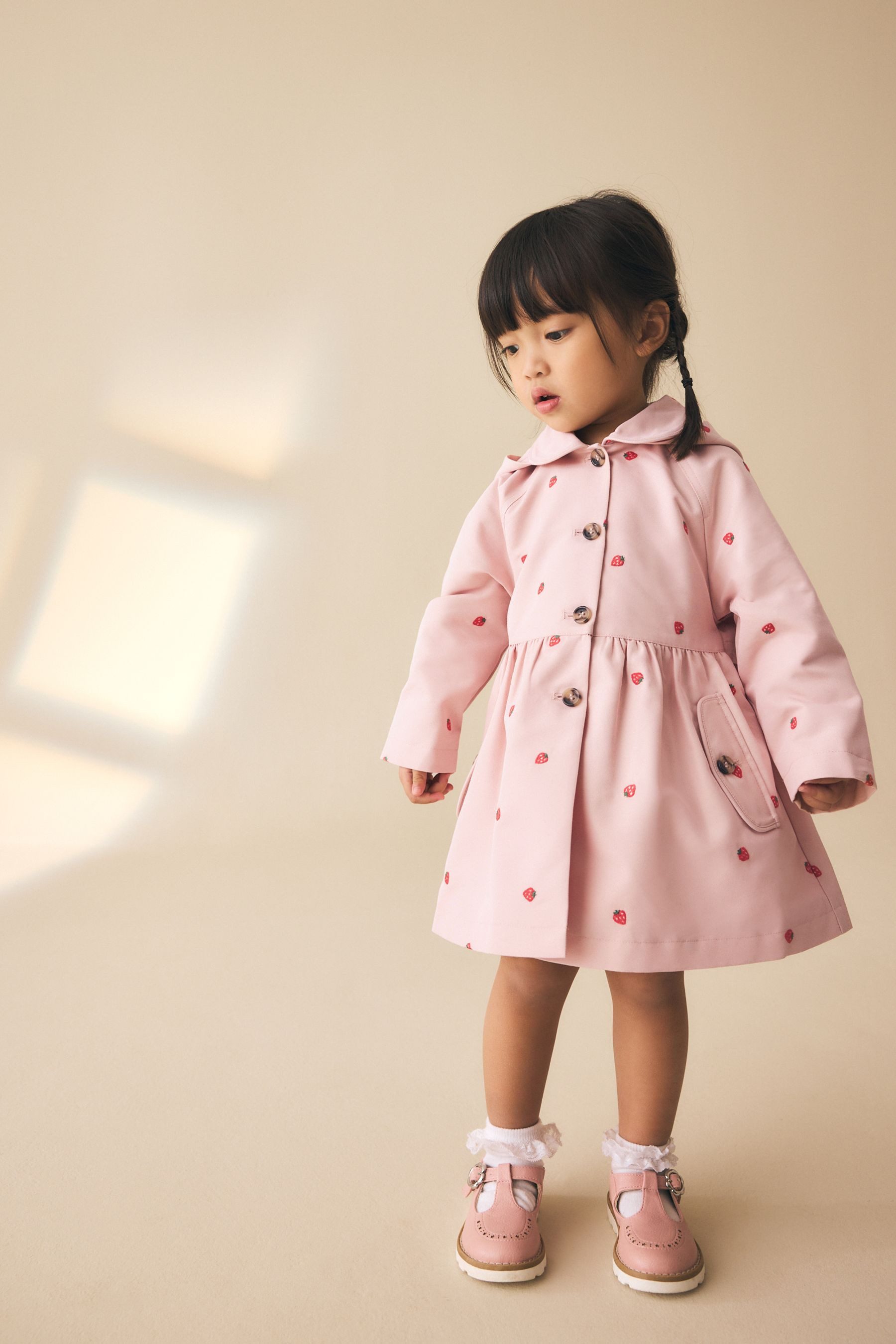 Next Kurzmantel Wasserabweisender Mantel mit Print + Knopfleiste (1-tlg)