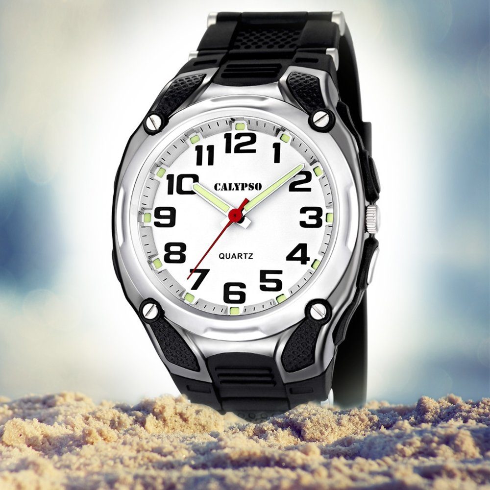 K5560/4 Herren Sport Armbanduhr Quarzuhr schwarz, Kunststoffband, Calypso CALYPSO rund, Uhr WATCHES PURarmband Herren