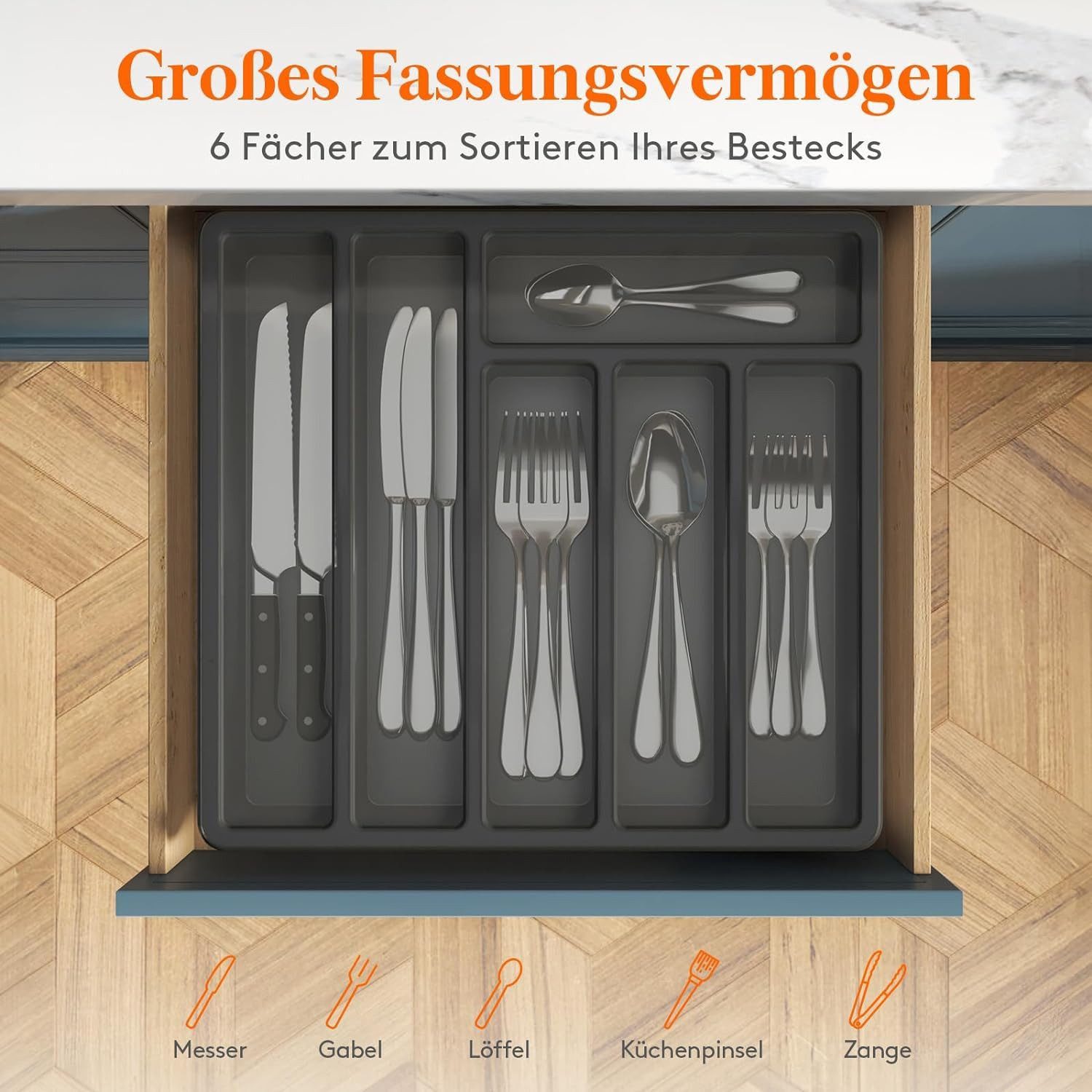 Rhein Beleuchtung Besteckkasten Besteck-Organizer mit 6 günstig online kaufen