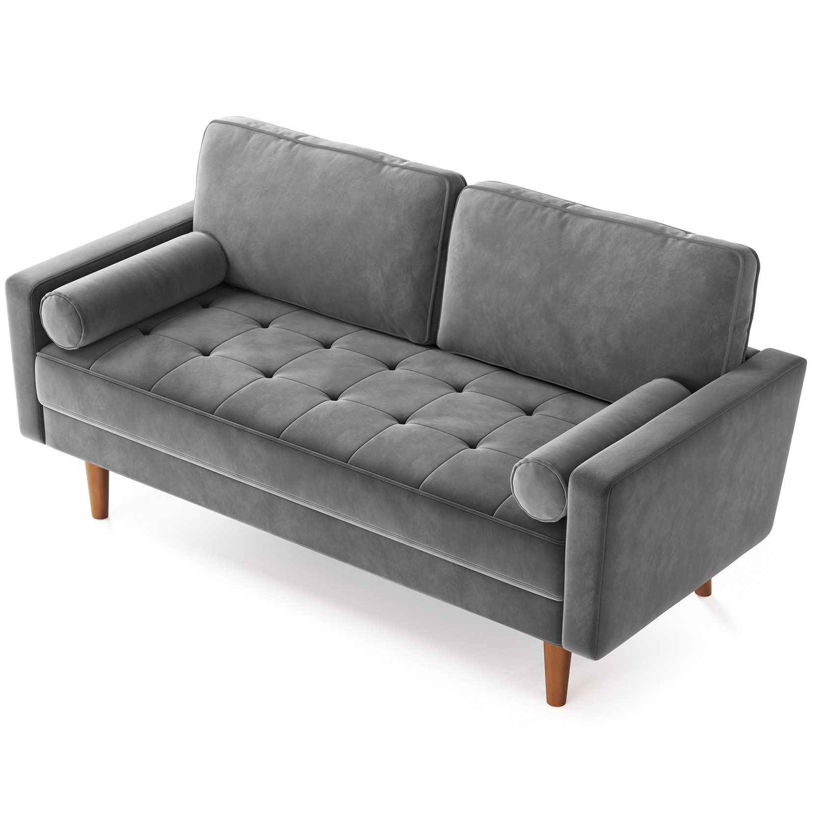 OUNUO Sofa 121cm Kleines Loveseat Sofa, Samtcouch mit 2 Wurfkissen günstig online kaufen