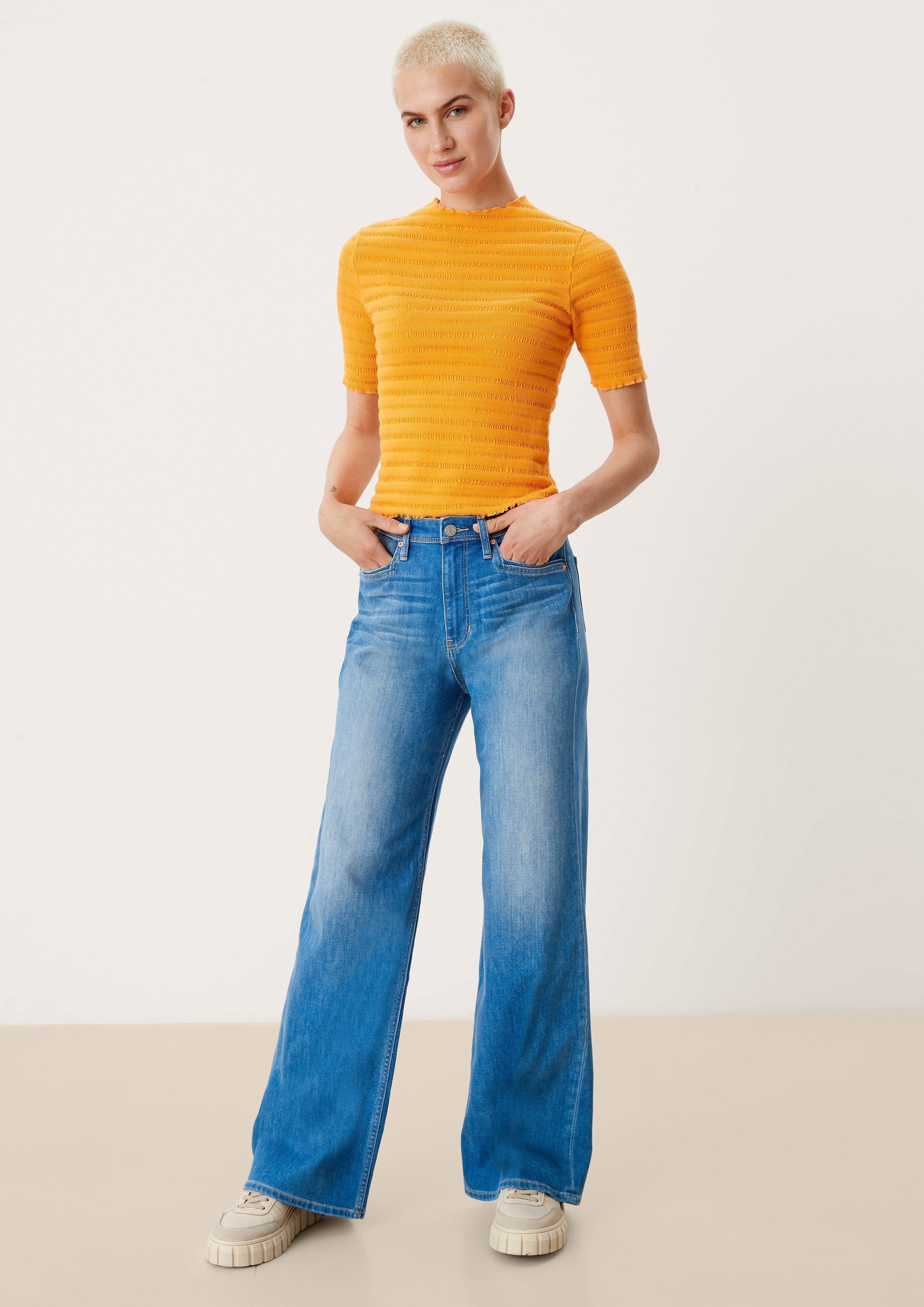 Fit Wide Rise s.Oliver Waschung / / / Leder-Patch, Leg High Regular blue 5-Pocket-Jeans Jeans Suri