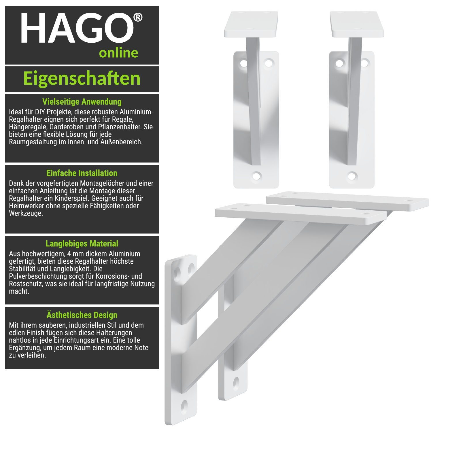 HAGO Wandregalhalter DIY 2er Set Wandregalhalter günstig online kaufen