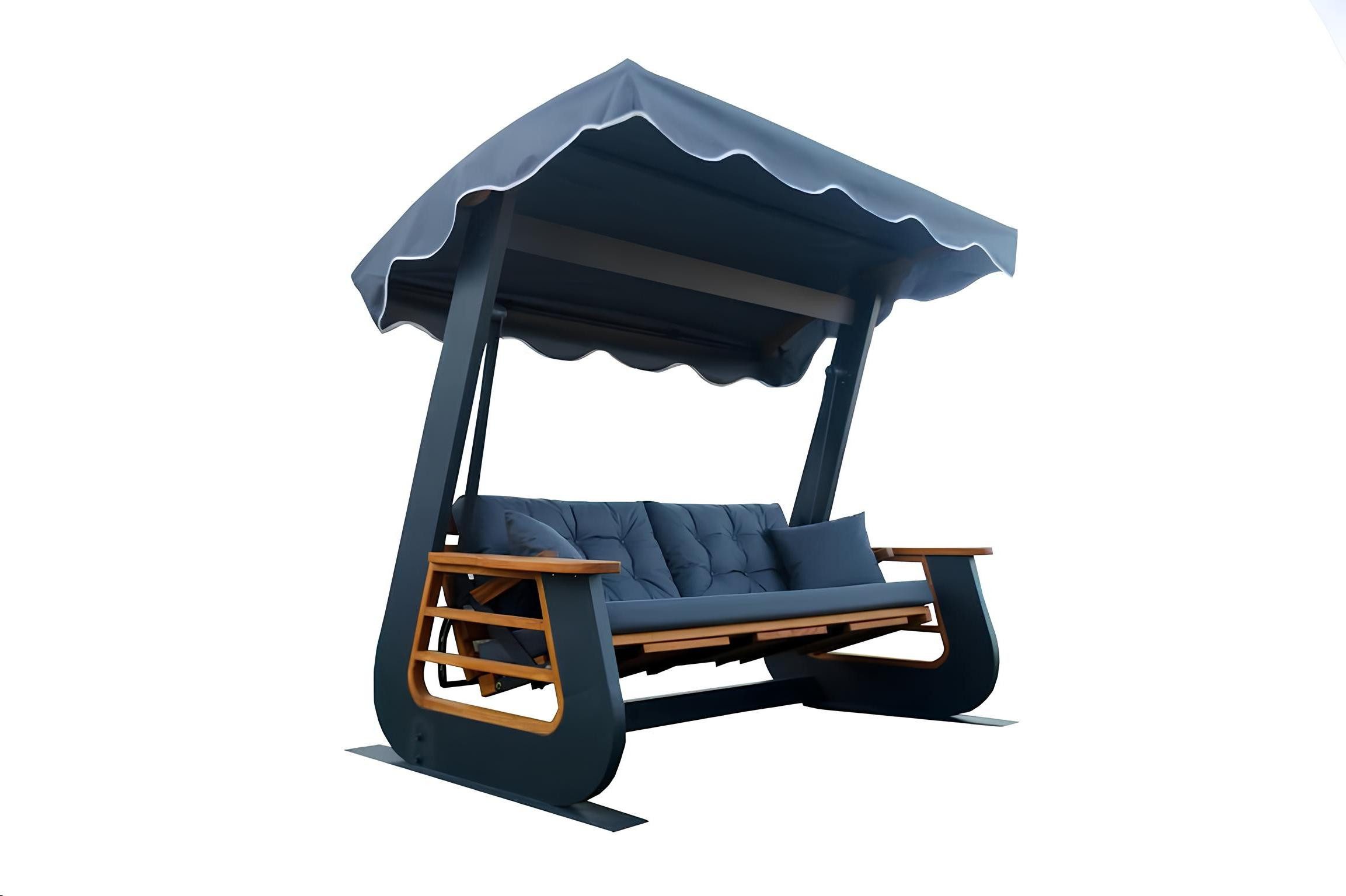 Xlmoebel Hollywoodschaukel Moderne Gartenschaukel aus Holz in Schwarz mit elegantem Design, Schaukel, Hergestellt in Europa