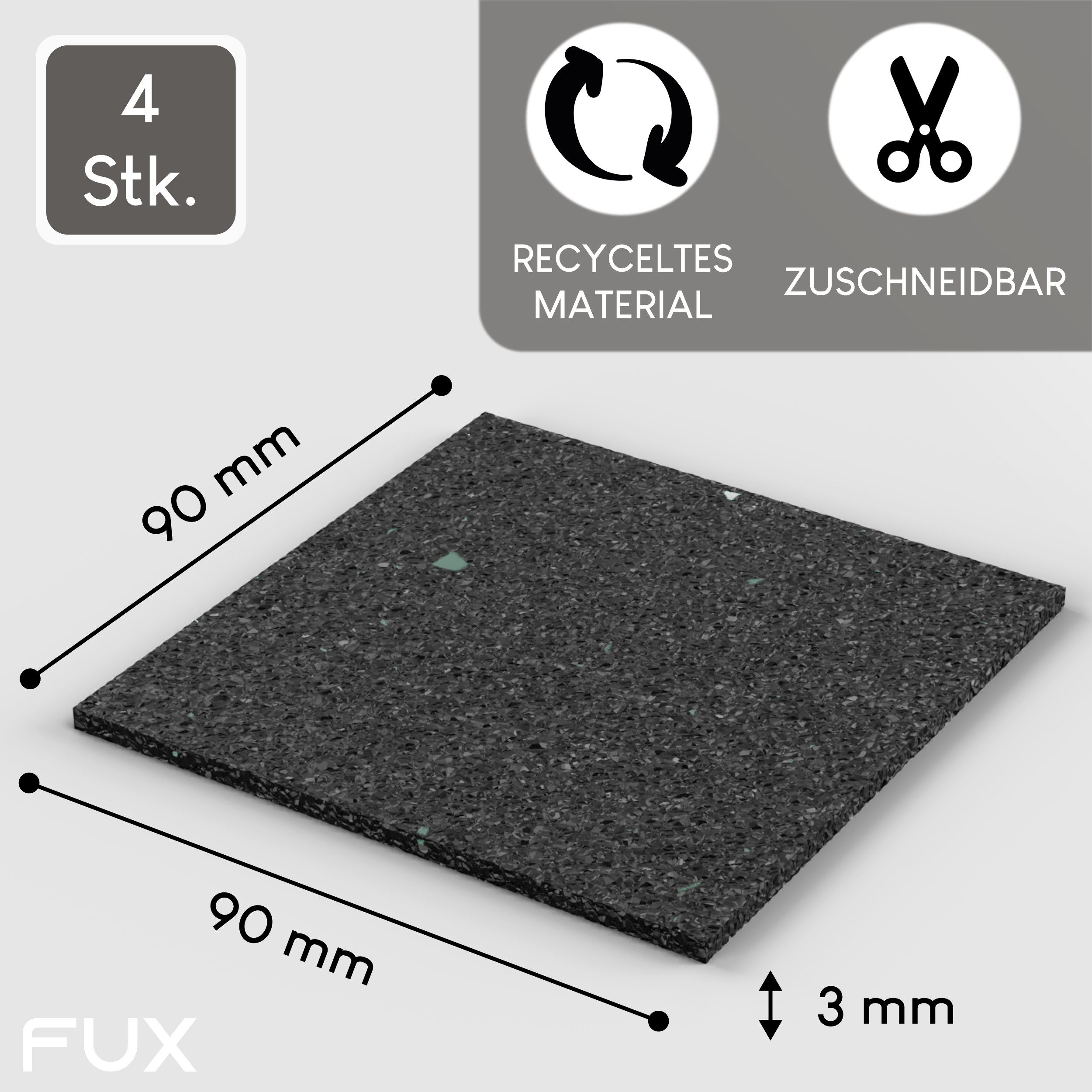 FUX Vibrationsdämpfer Schwingungsdämpfer für Waschmaschine oder Trockner, (Anti-Rutsch Unterlage, 4-St., 4 Stk), Anti-Rutsch, Anti-Vibration – Bild 3 von 5