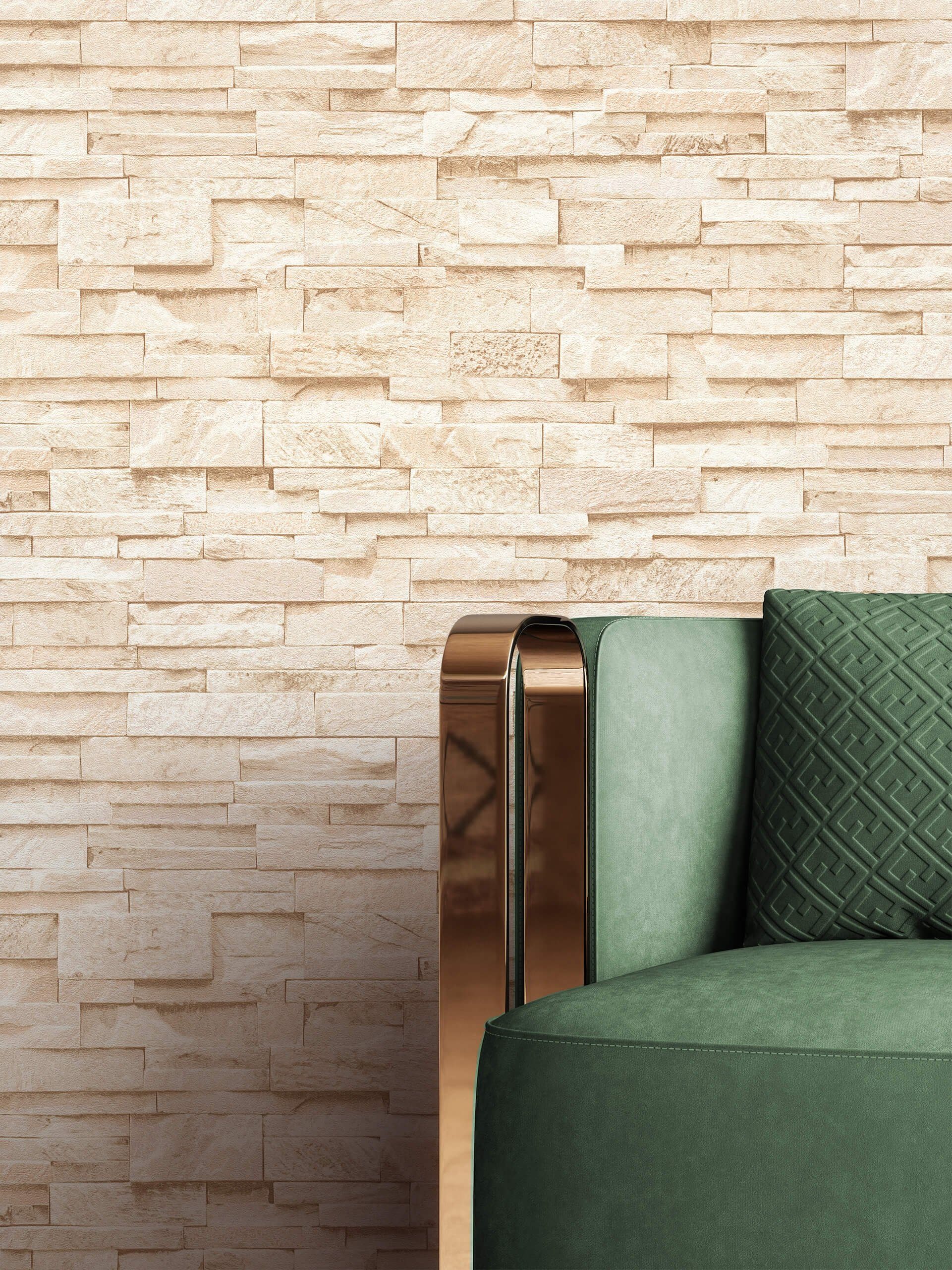 Newroom Vliestapete, Beige Tapete Modern Stein günstig online kaufen