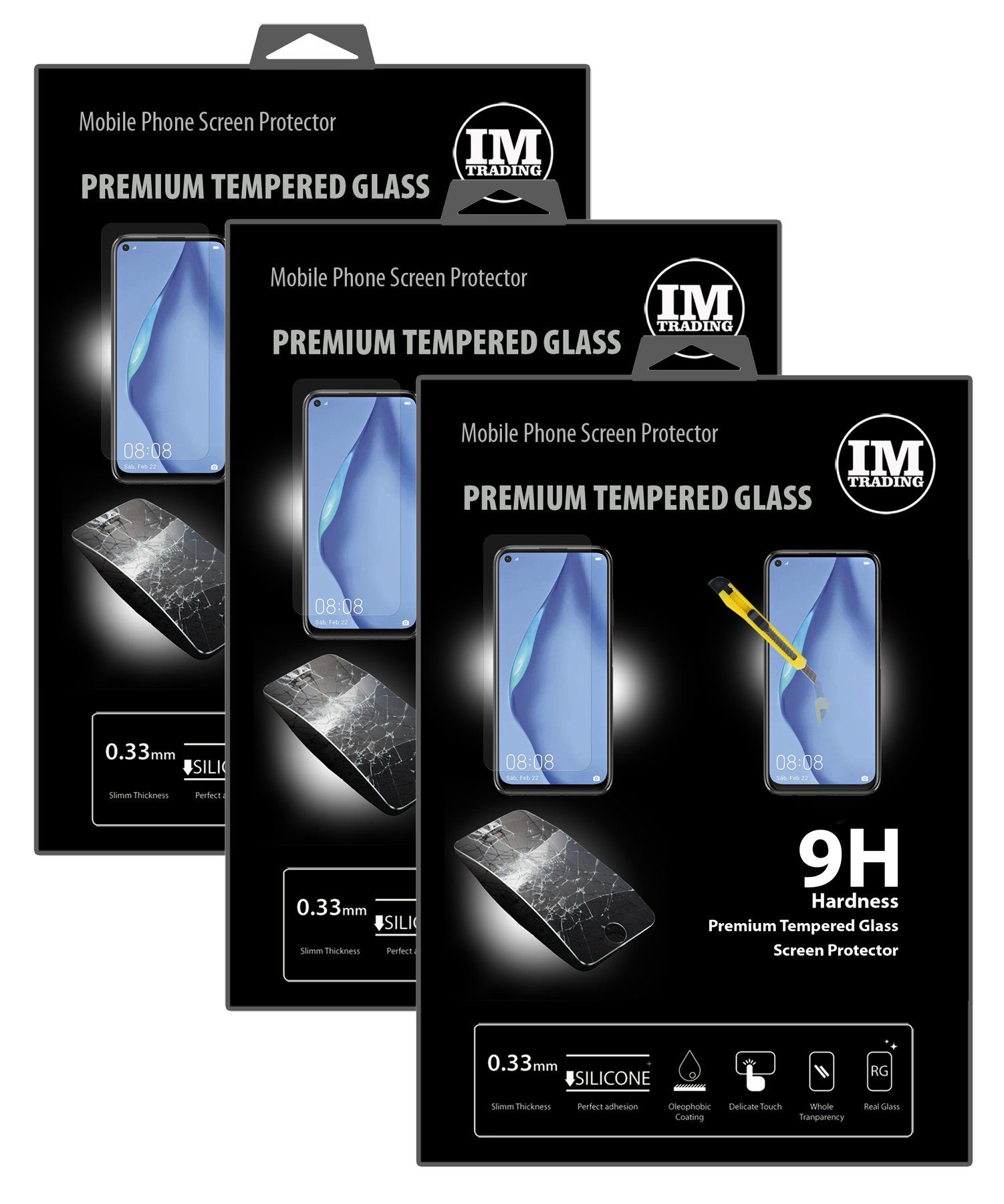 cofi1453 Handyhülle 3x Schutzglas für Huawei P40 Lite, Displayschutz Panzerglasfolie