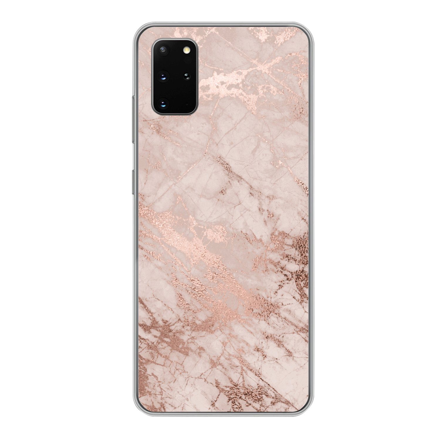 MuchoWow Handyhülle für Samsung Galaxy S20 Plus Marmor - Rosa - Luxus - Marmoroptik - Glit, Phone Case, Silikon, Schutzhülle Dünn
