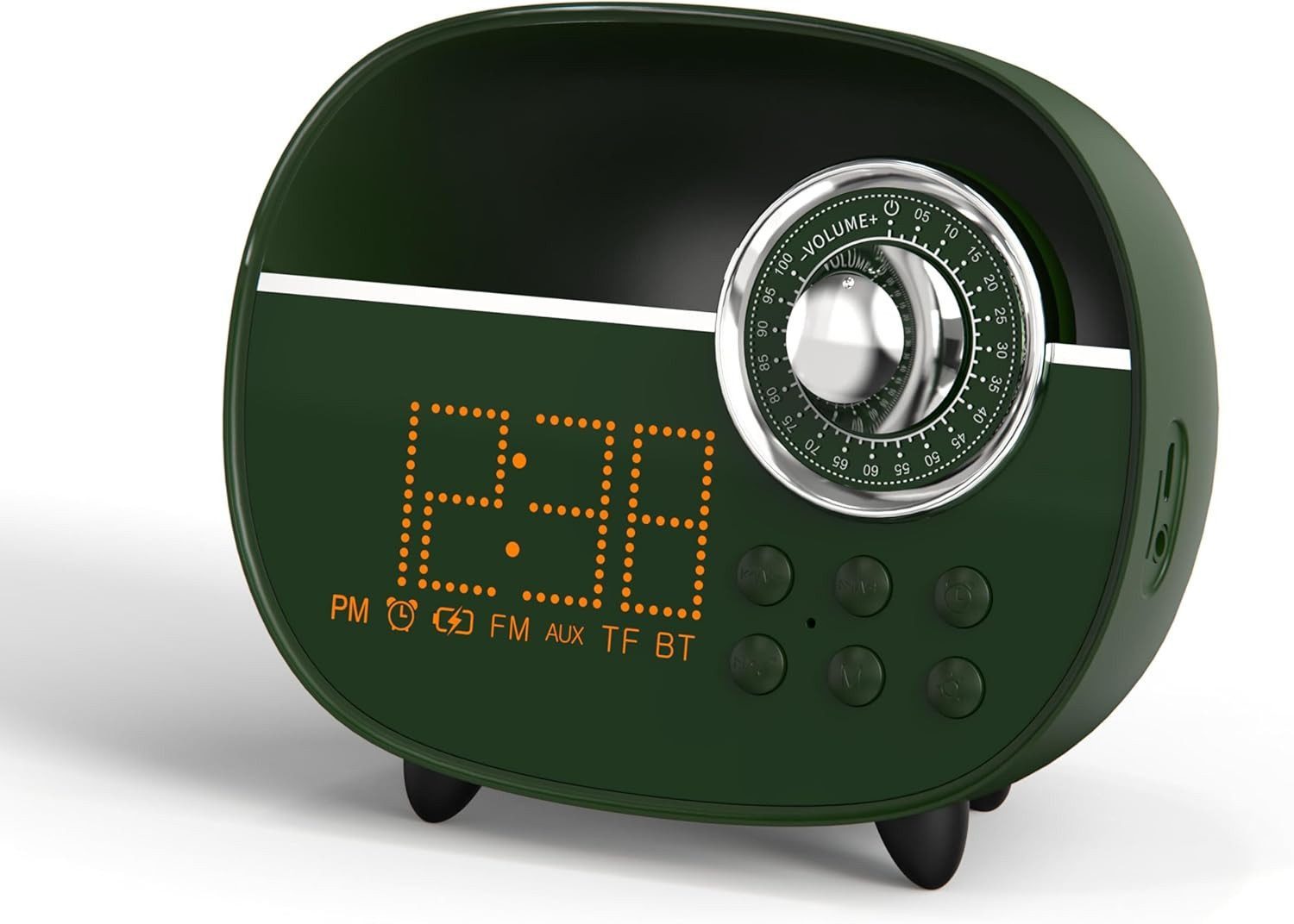 iTOMA Radiowecker Retro-Digitalwecker Bluetooth 5.1 UKW-Radio Nachtlicht Akku Grün Bluetooth 5.1, UKW-Radio, Nachtlicht, USB-C-Akku, Freisprechfunktion
