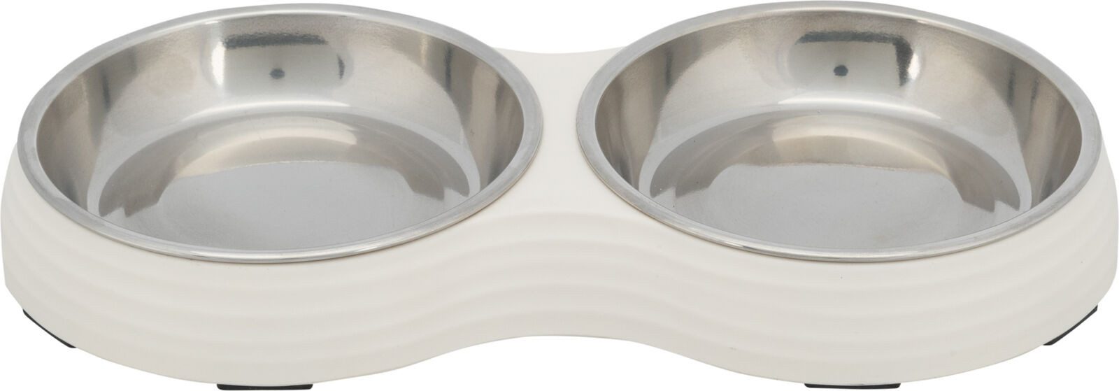 TRIXIE Napf-Set Napf-Set, Melamin/Edelstahl - weiß - 2 × 0,2 l/ø 13 cm/27 × 3 × 14 cm