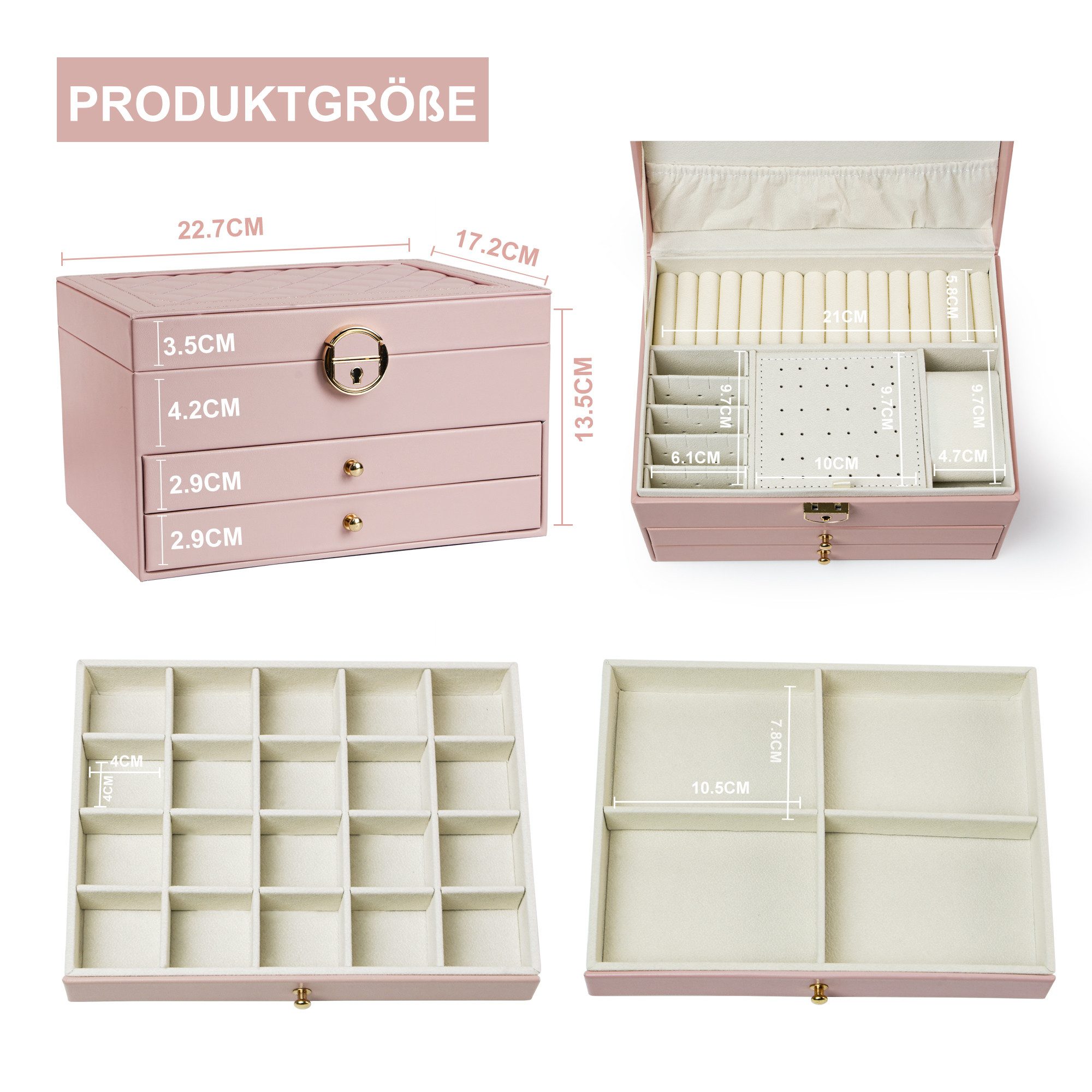 AdelDream Schmuckkasten AdelDream Schmuckkasten dreistöckige Schmuckbox – Bild 3 von 5