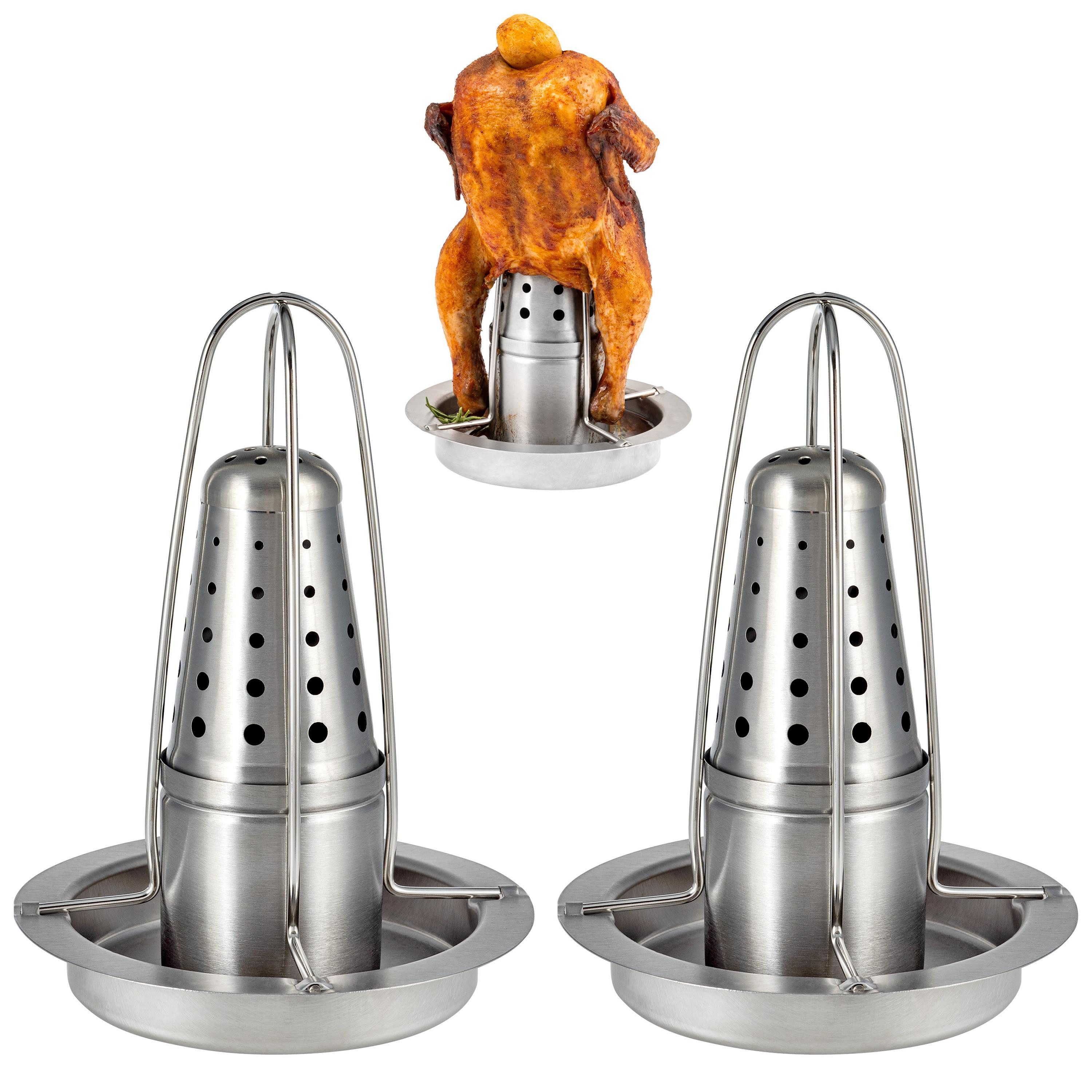 bremermann Hähnchenbräter 2x Hähnchengriller mit Aromabehälter, Hähnchenhalter, Edelstahl, (2-St)