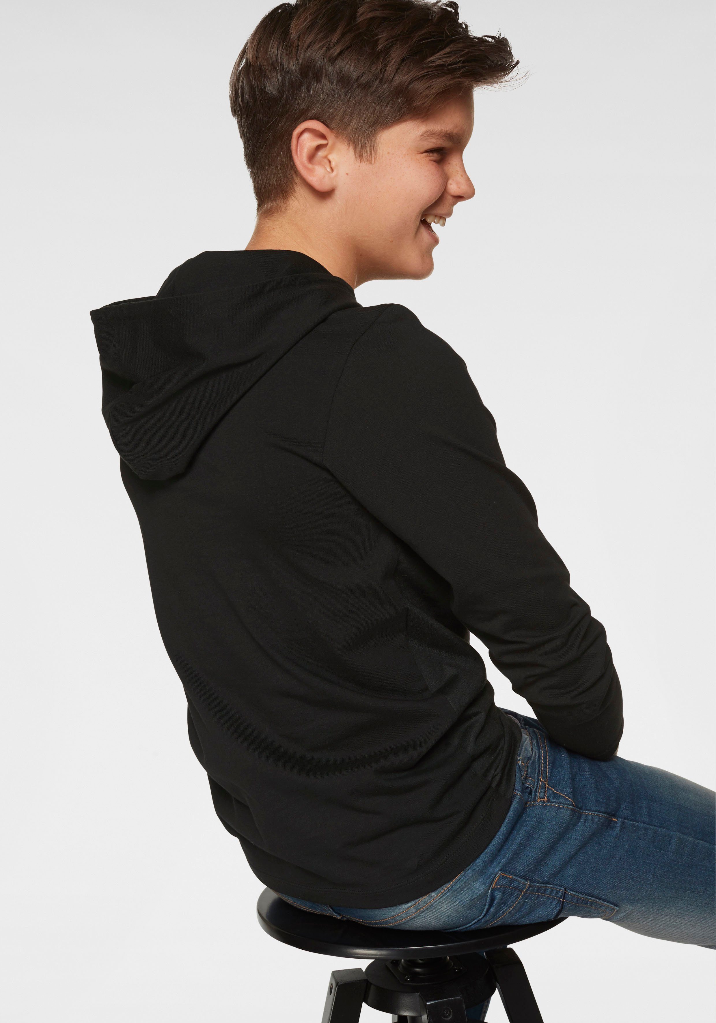 KIDSWORLD Kapuzenshirt PANTHER - Fotodruck Langarm, Basic-Passform, mit peppigem Druck, aus Baumwolle