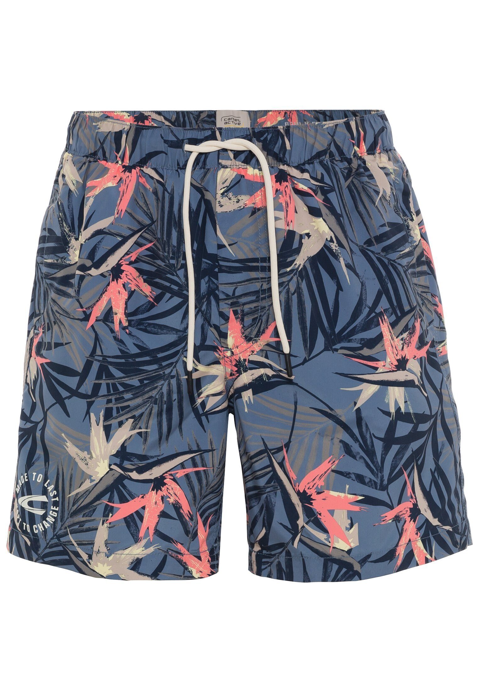 camel active Badeshorts Beachshorts mit Blätterprint (1-St) Allover Print