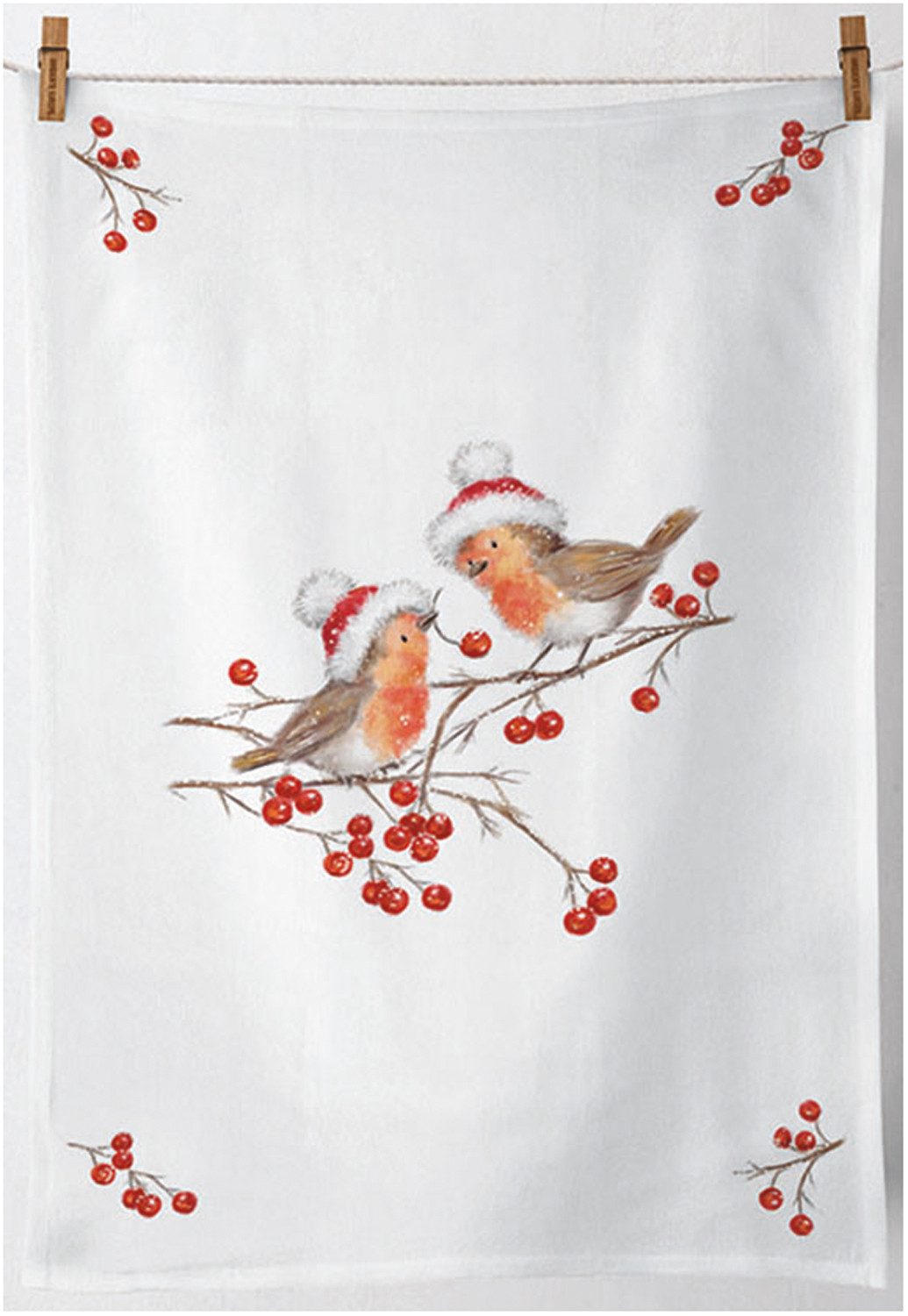 Ambiente® Geschirrtuch Christmas robins, (2-tlg., 2-teilig), günstig online kaufen