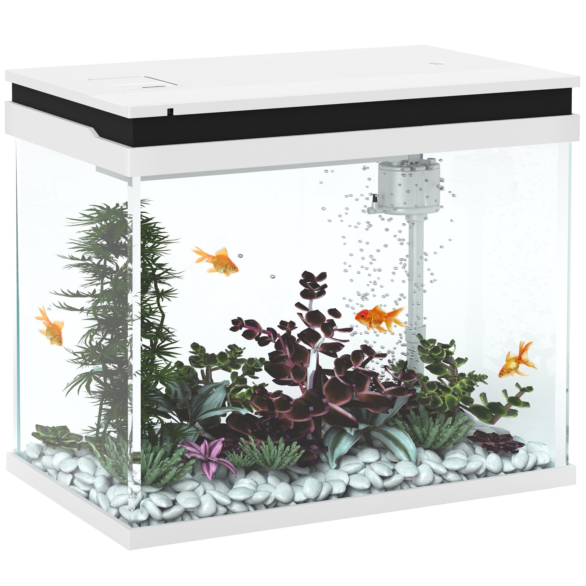 Aquarium 41 Liter Glas-Aquarium mit Filtersystem, LED-Lichtern