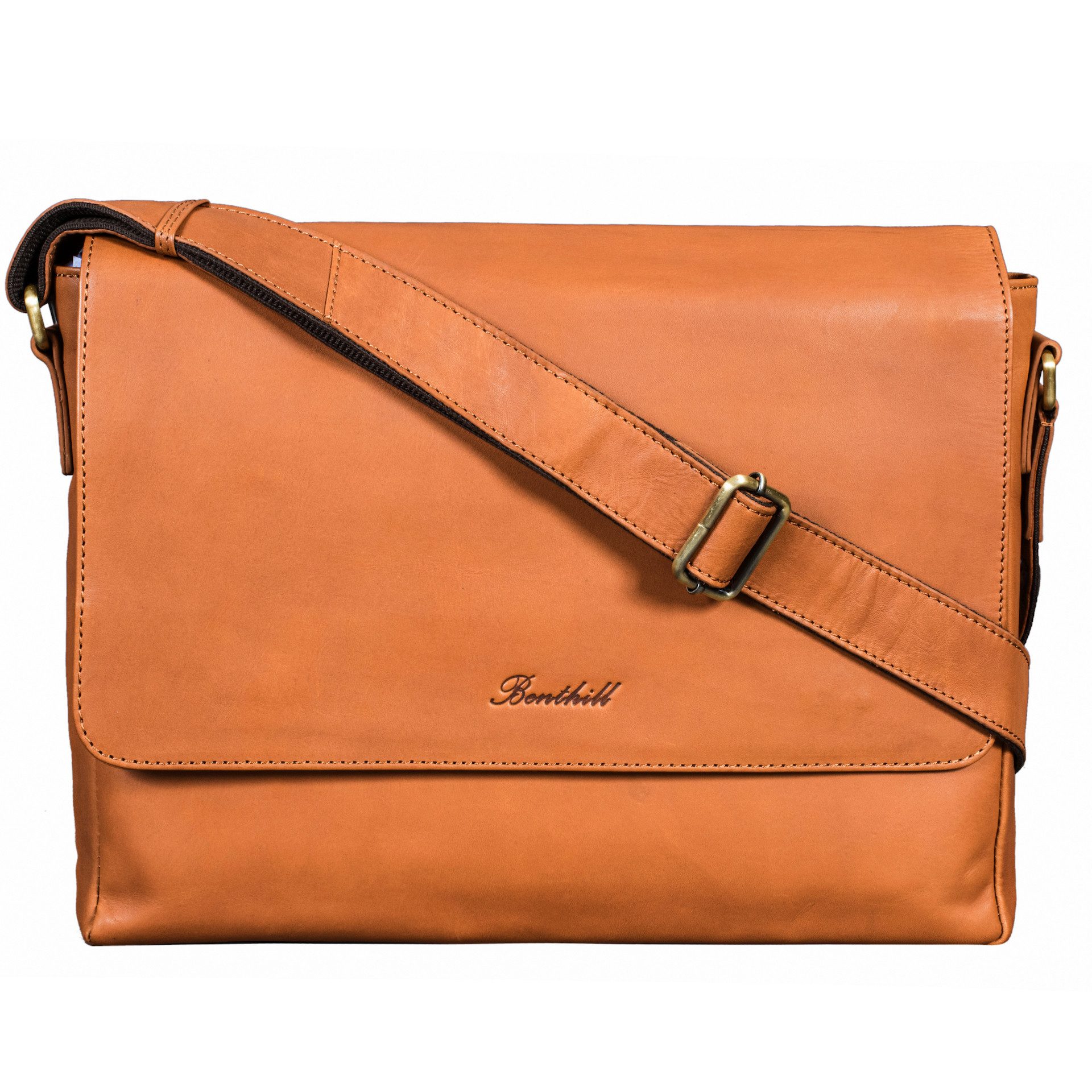 Benthill Messenger Bag Herren Umhängetasche Echt Leder Messenger Laptop Schultertasche Damen, Reißverschlussfach