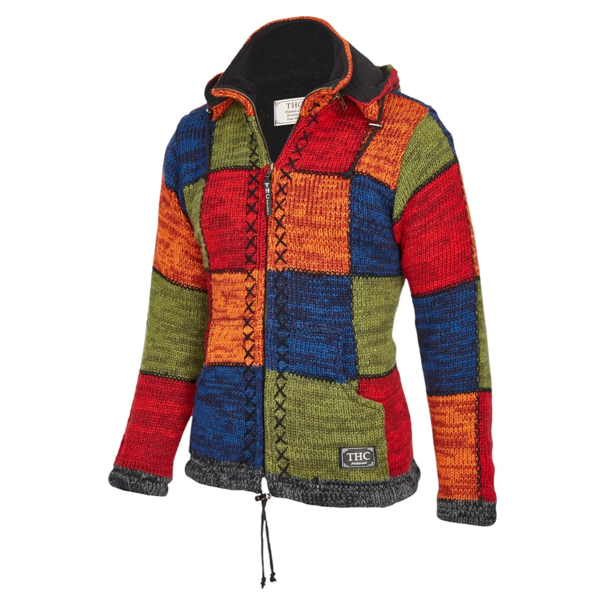 THC Natural Line Strickjacke THC Schafwollstrickjacke bunte Quadrate 814 (1 günstig online kaufen