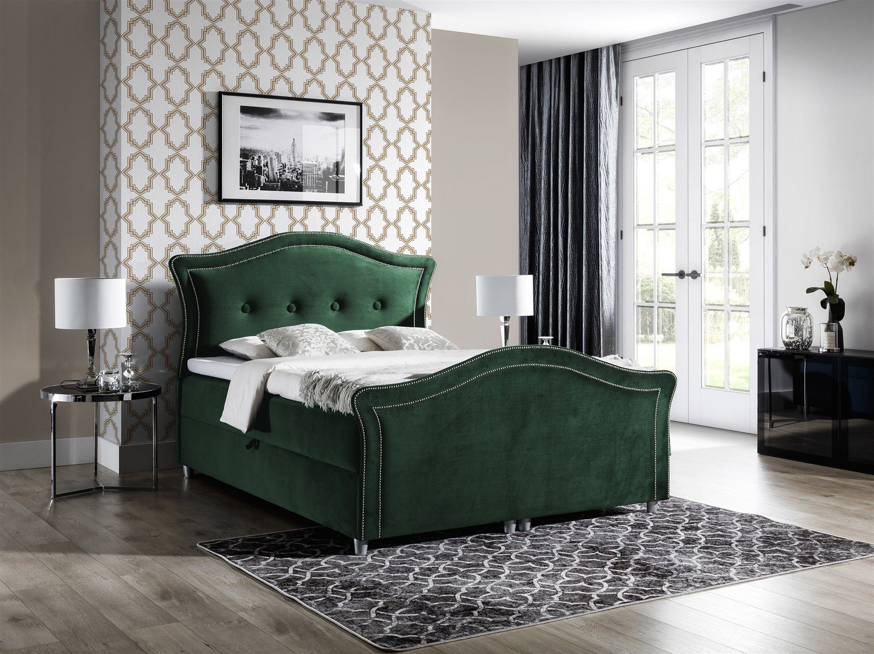 Boxbett Schlafzimmerbett BARIS in Stoff