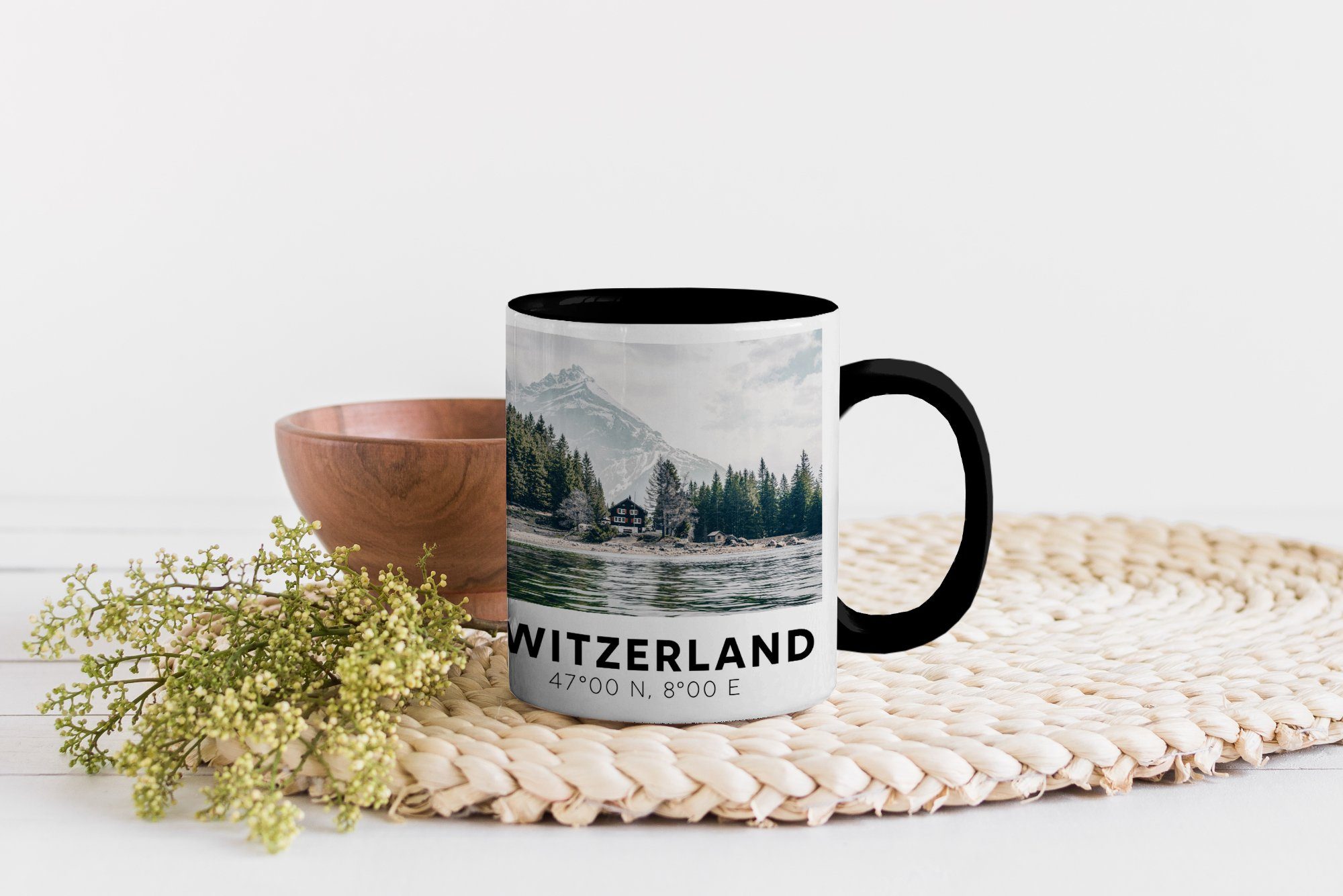 Keramik, Geschenk Farbwechsel, Zaubertasse, MuchoWow Berge, - Tasse - Kaffeetassen, Teetasse, See Schweiz