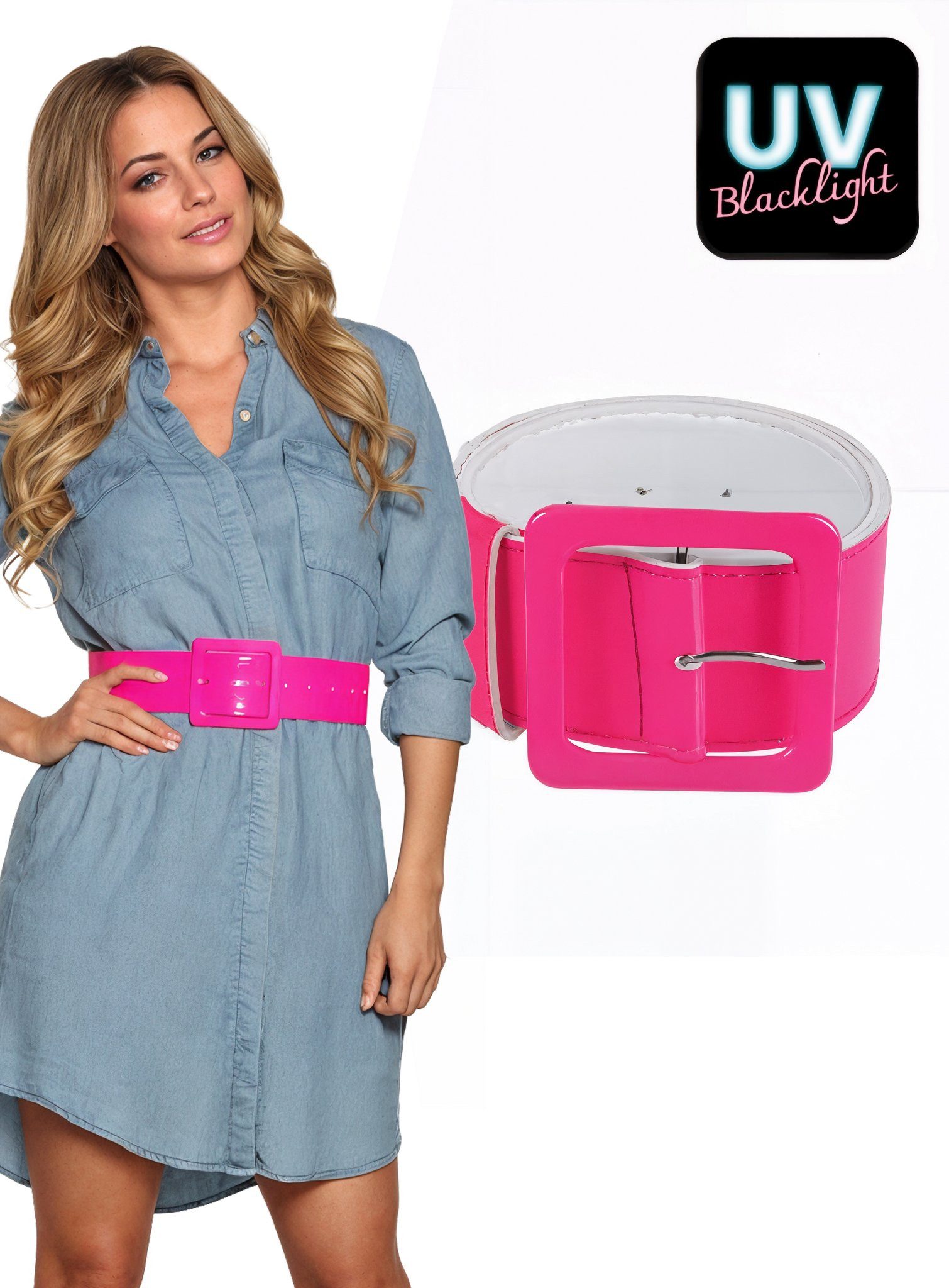 Boland Synthetikgürtel Lackgürtel neon-pink – Bild 2 von 3