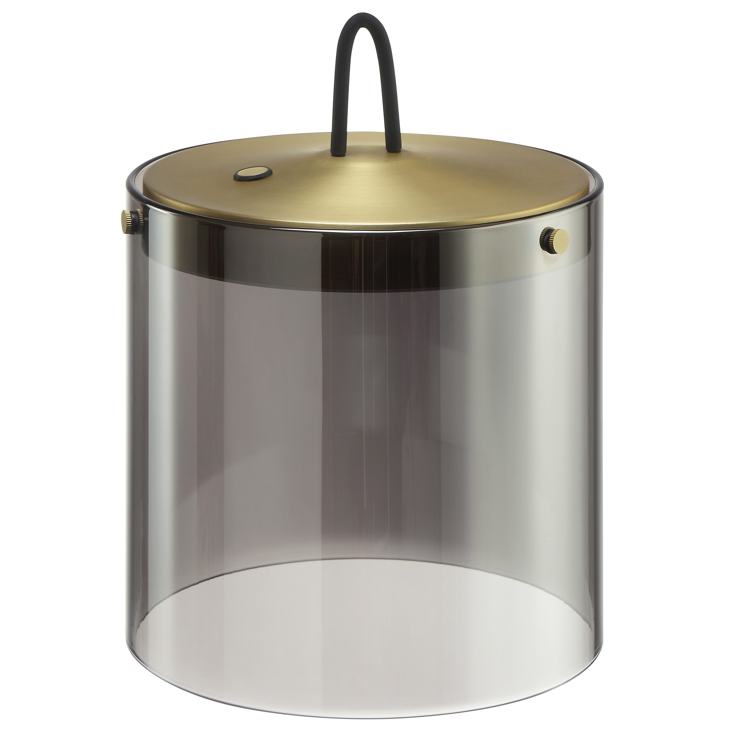 lumiCouture LED Tischleuchte Lumeo, Dimmfunktion, LED fest integriert, Warmweiß, Ø 20 cm x 20 cm, 380 lm 3000 K, Glas Metall, messingfarben Rauchglas