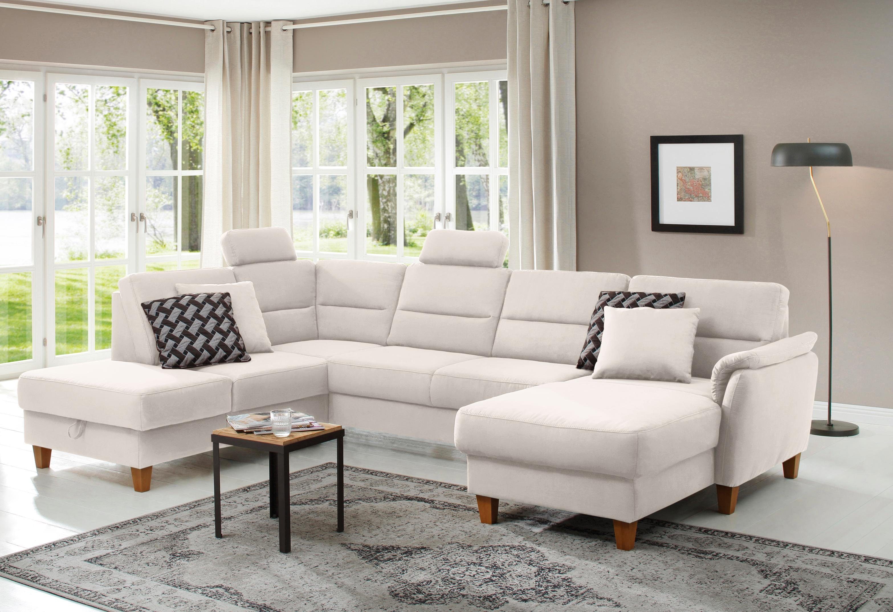 Home affaire Wohnlandschaft "Palmera U-Form, B: 308 cm" optional Bettfunkti günstig online kaufen
