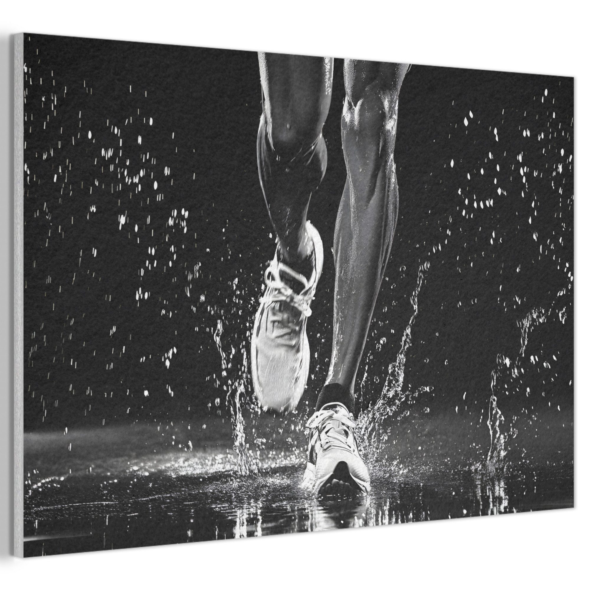 MuchoWow Gemälde Laufschuhe - Laufen - Drops - Schwarz, Fotodruck (1 St), Akustikbilder Schallabsorber, Wandpaneele, Akustikpaneele 90x60 cm