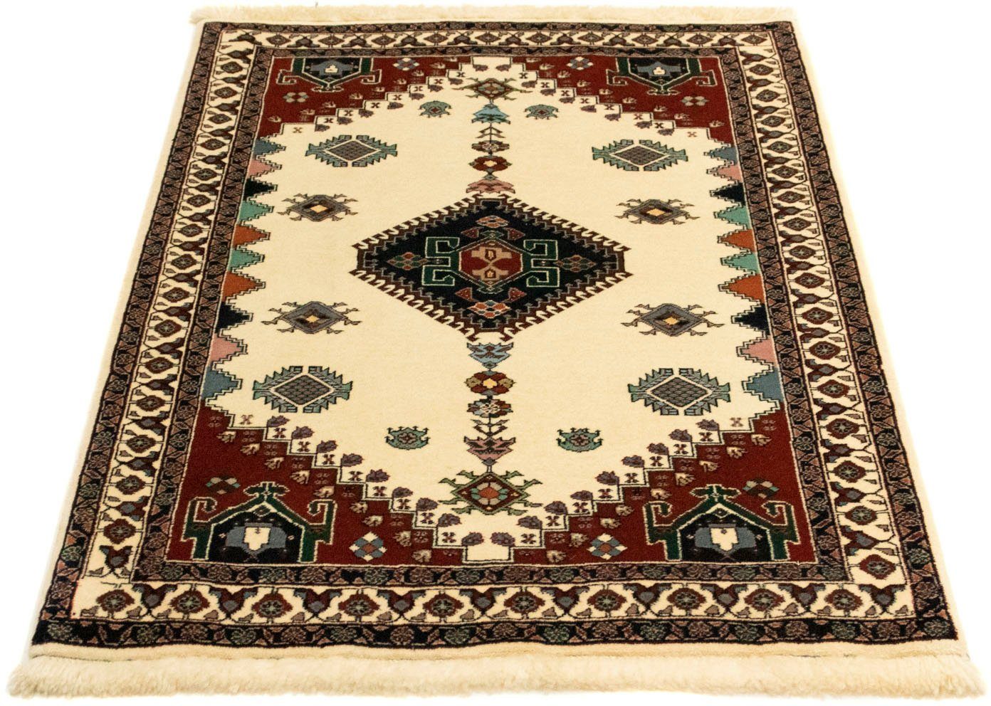 Höhe: Detailreich Teppich rechteckig, gemustert handgeknüpft Wollteppich Ghashghai beige, und 8 mm, stilvoll handgeknüpft, morgenland,