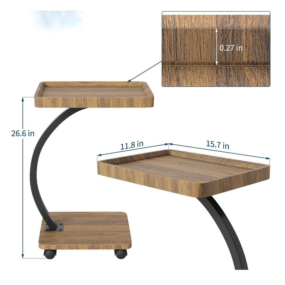 GarveeMore Beistelltisch C-förmiger Endtisch Kleiner Beistelltisch für Couch Sofa Tisch