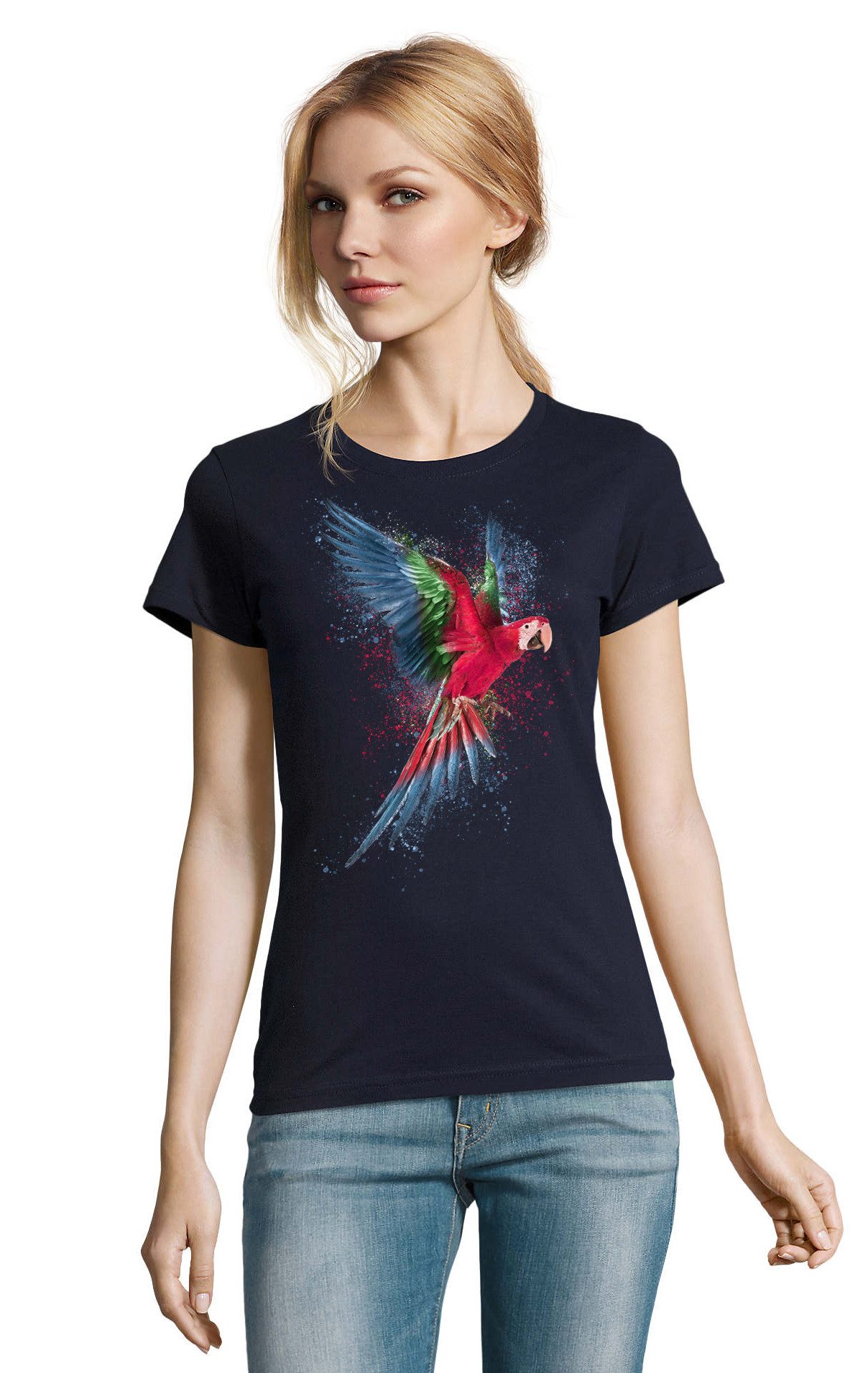 Blondie & Brownie T-Shirt Papagei Paradiesvogel Vogel Tropen Logo Print Damen Shirt in vielen Farben