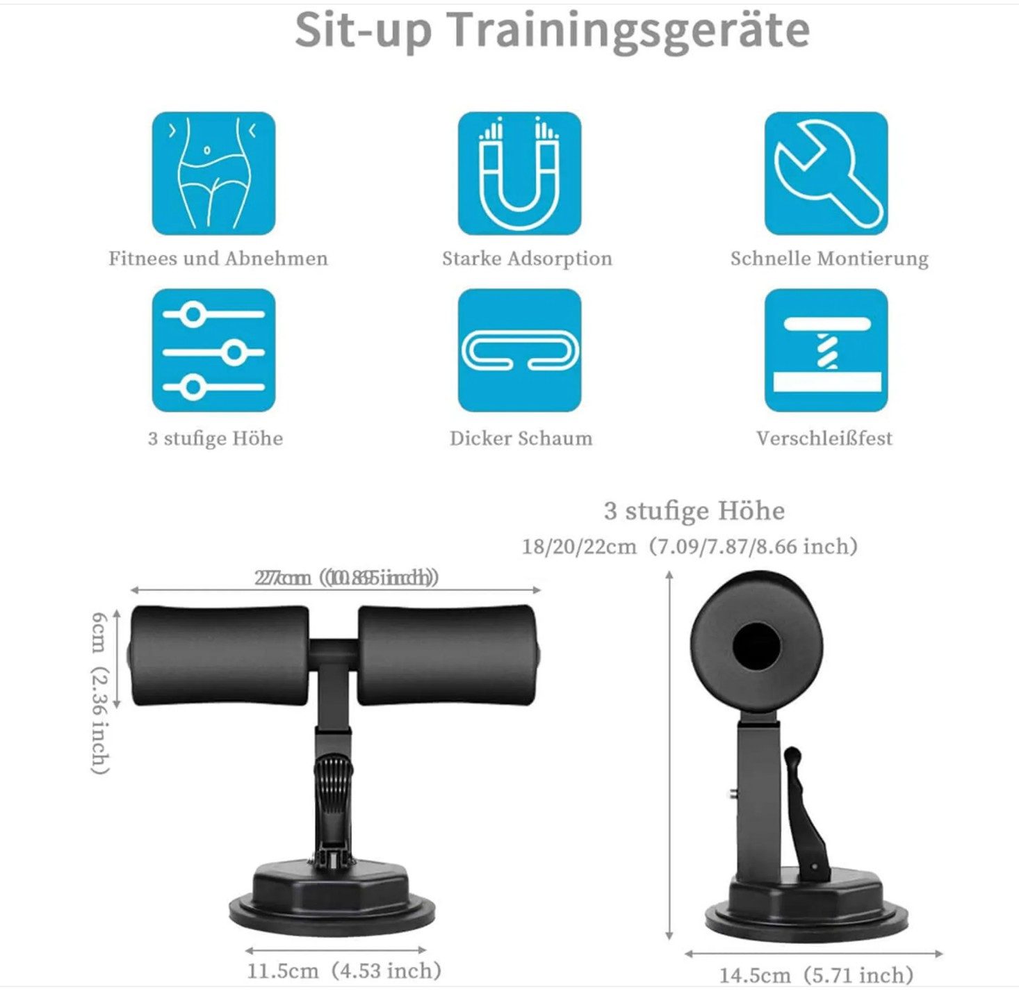 HT Bauchtrainer, Tragbarer und selbstansaugender Sit-up Bar Bauchtrainer