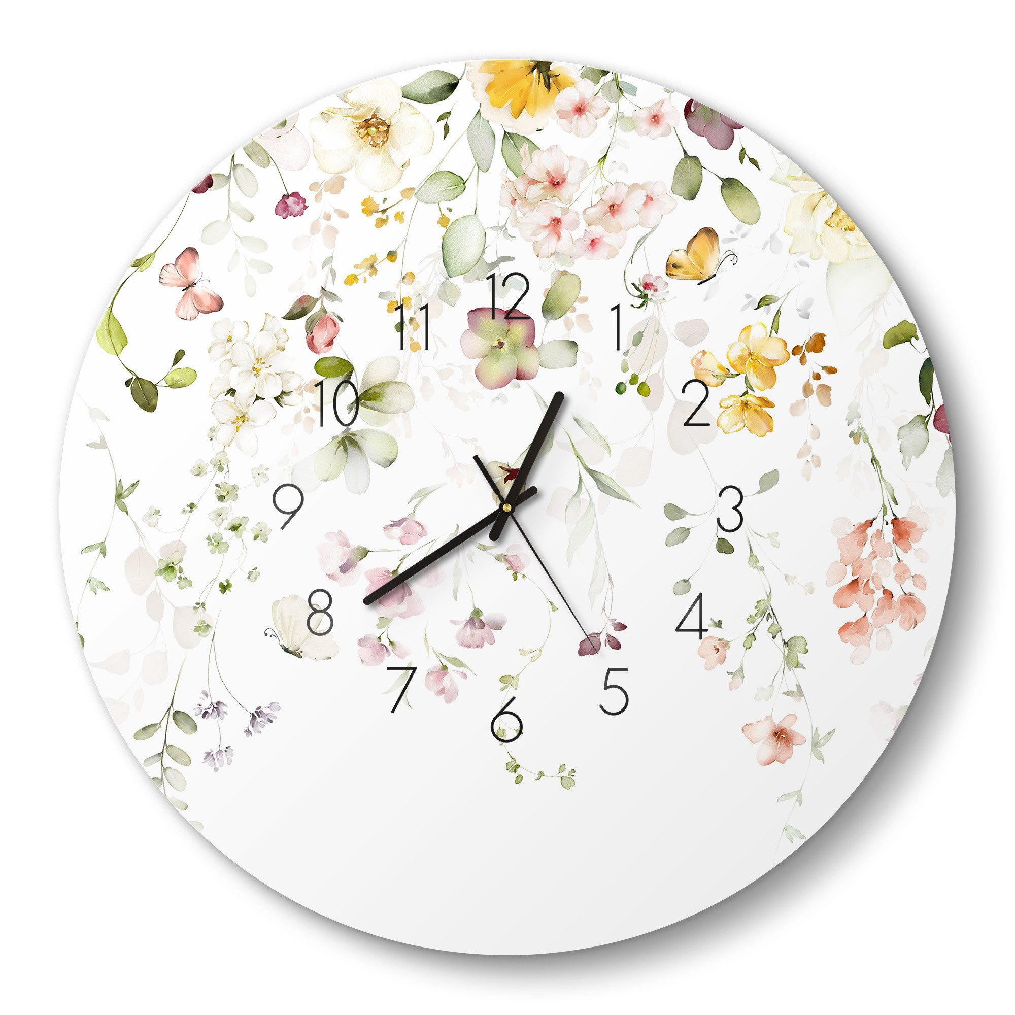 DEQORI Wanduhr 'Zarte Blütenpracht' (Glas Glasuhr günstig online kaufen