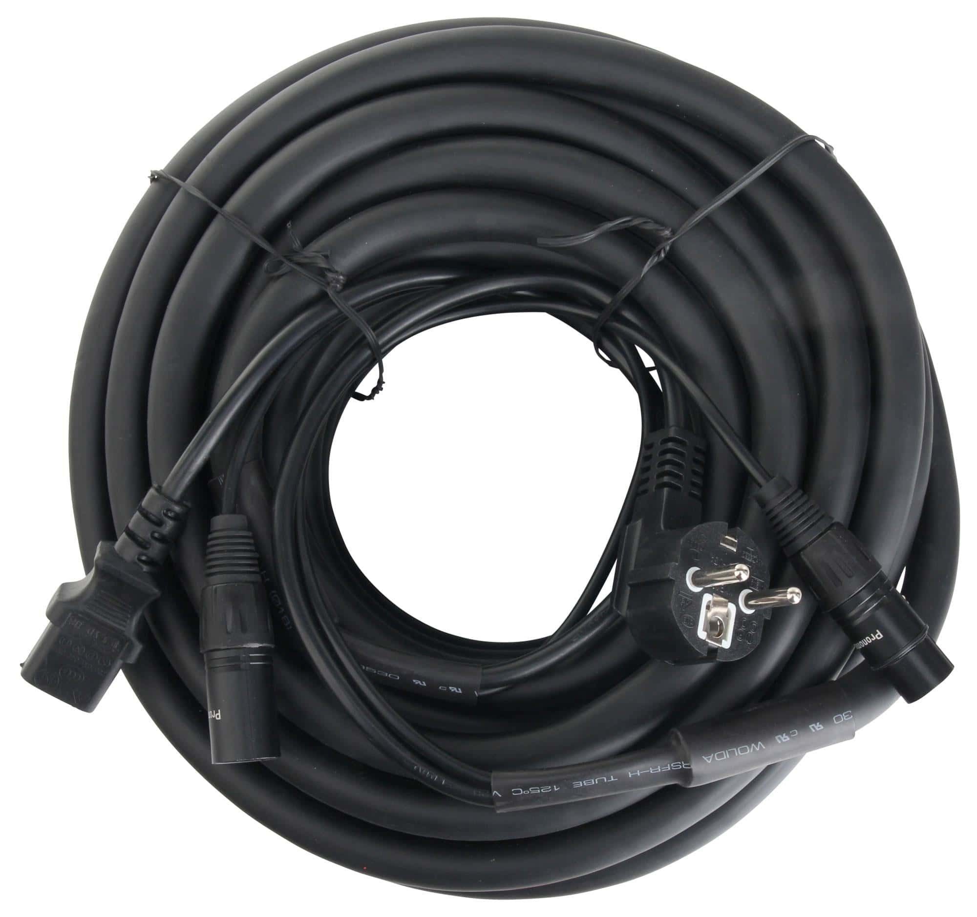 Pronomic EUIECX Hybridkabel Schukostecker auf Kaltgerätebuchse Audio-Kabel, XLR 3-polig, IEC/Kaltgeräte (1500 cm), Kombi-Kabel für Stromversorgung und Signal