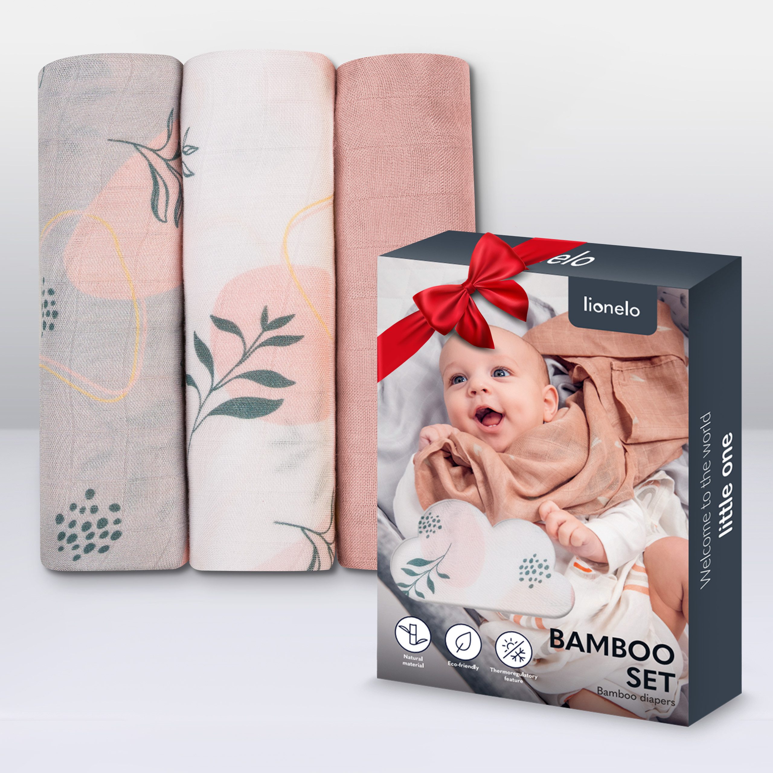 Krabbeldecke BAMBOO SET, lionelo, Set 3 Stück - 100% Bambusbaumwolle