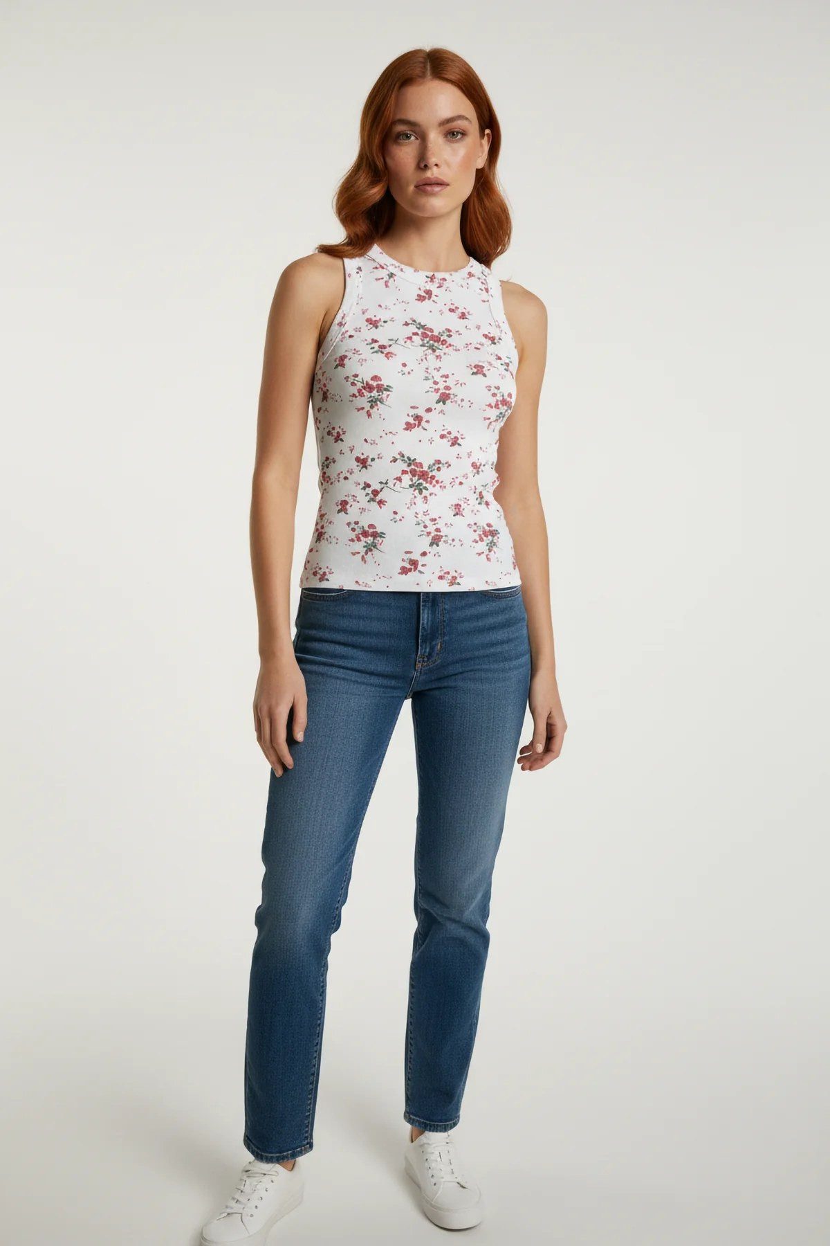 No Matter What T-Shirt Ärmelloses Tanktop mit Blumenmuster