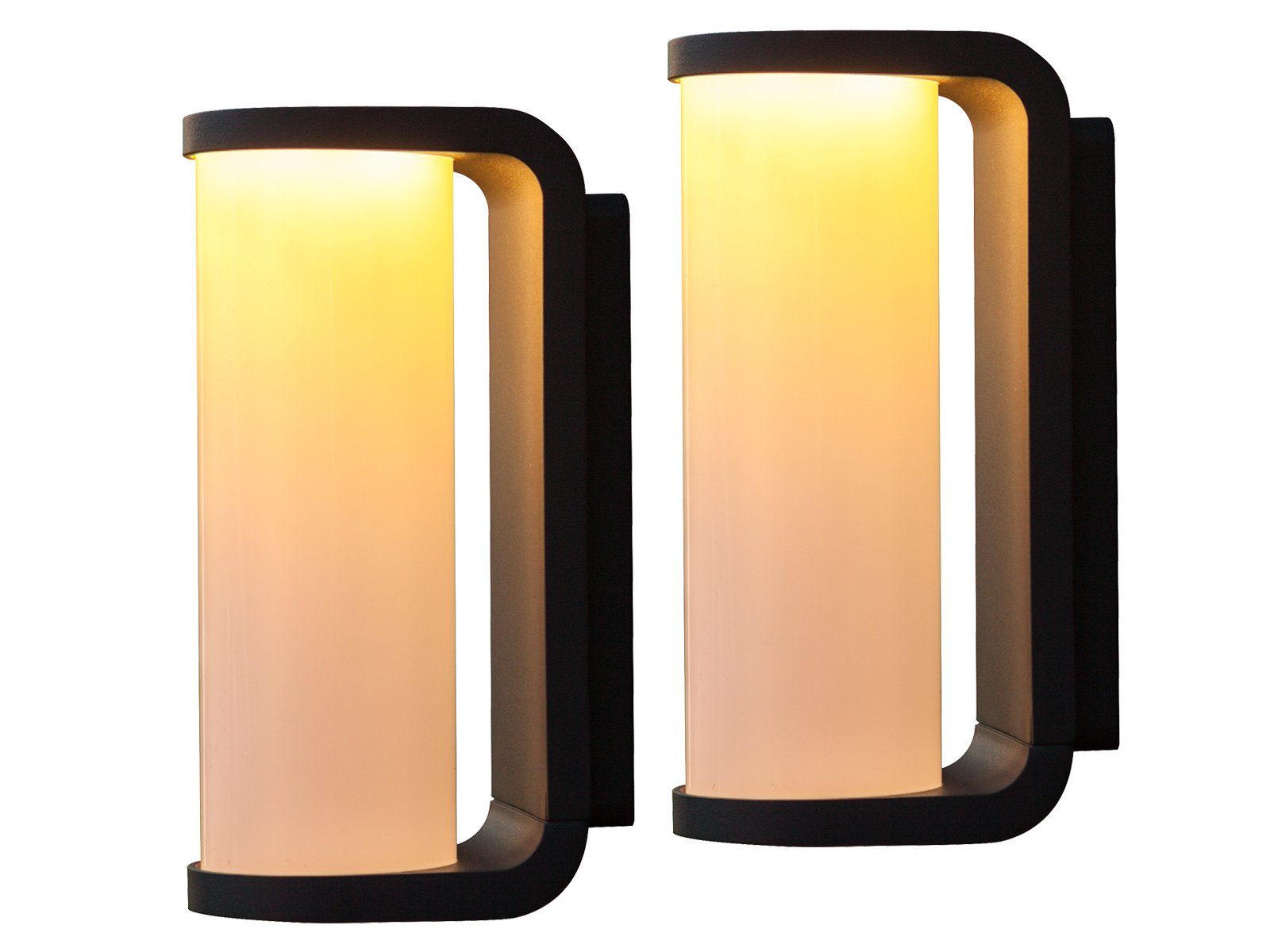 LUTEC LED Außen-Wandleuchte, LED fest integriert, Warmweiß, 2er-Set moderne Fassadenbeleuchtung Hauswand & Carport, H: 20cm, IP 44