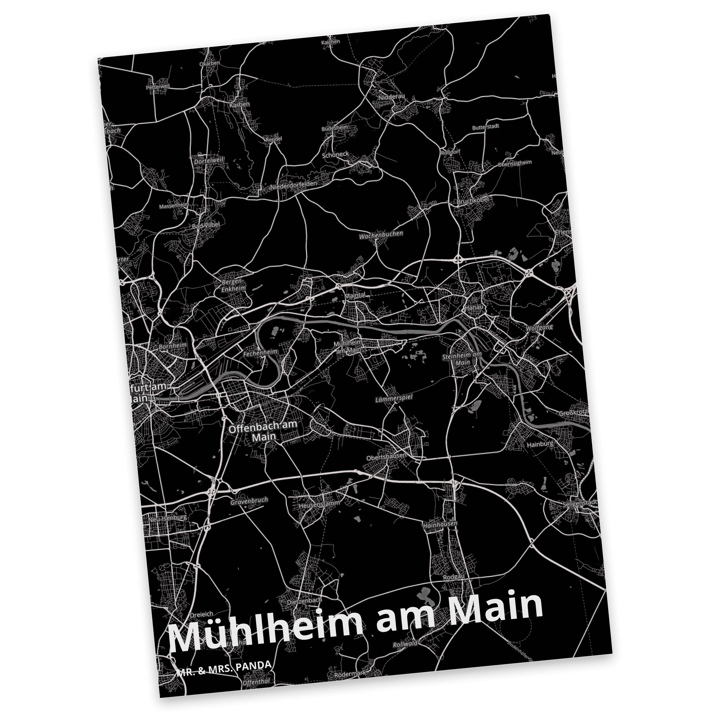 Mr. & Mrs. Panda Postkarte Mühlheim am Main - Geschenk, Ort, Geburtstagskarte, Dorf, Stadt, Einl