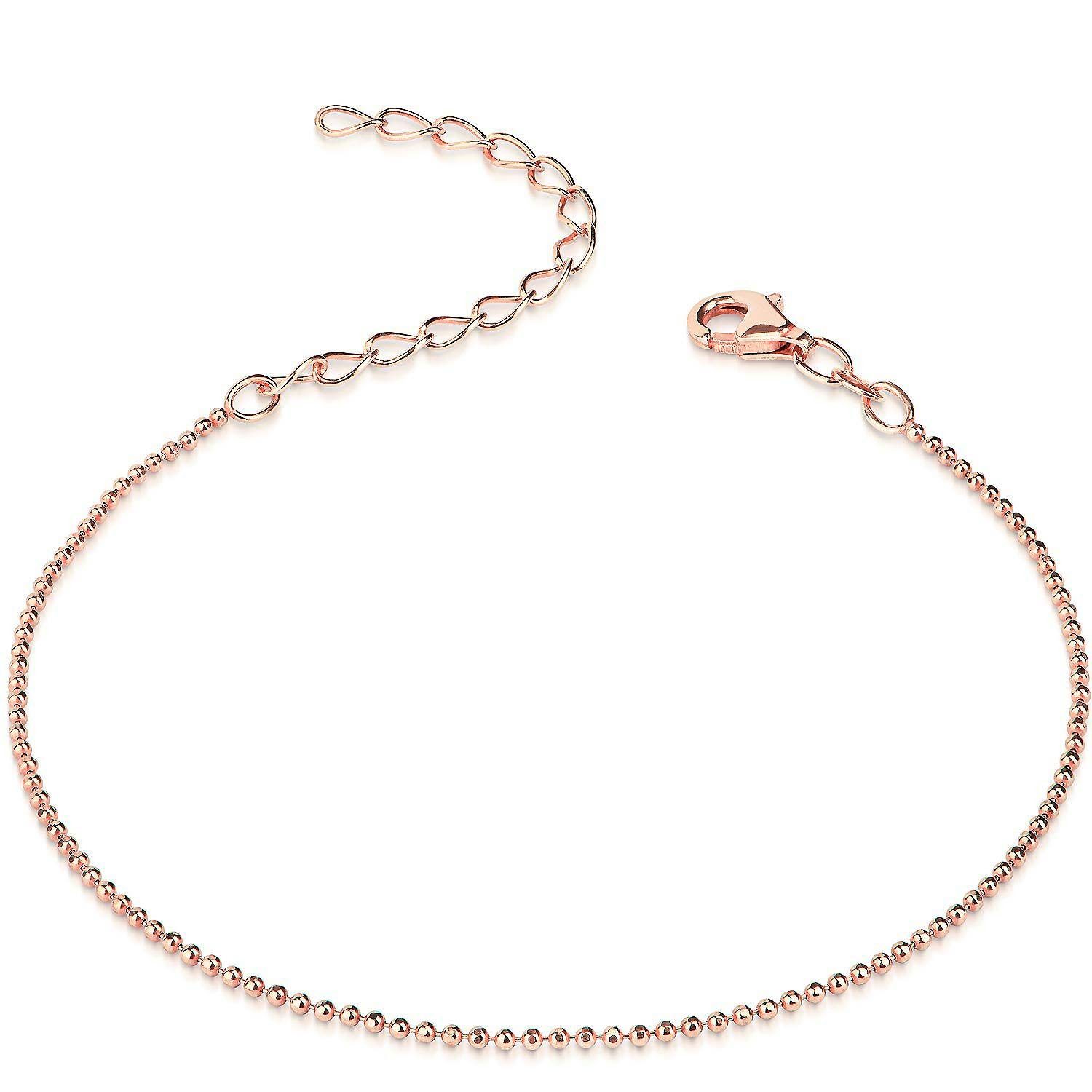 Materia Armkette Damen Rosegold Kugelkette 17-22cm SA-85, Sterlingsilber, rosevergoldet