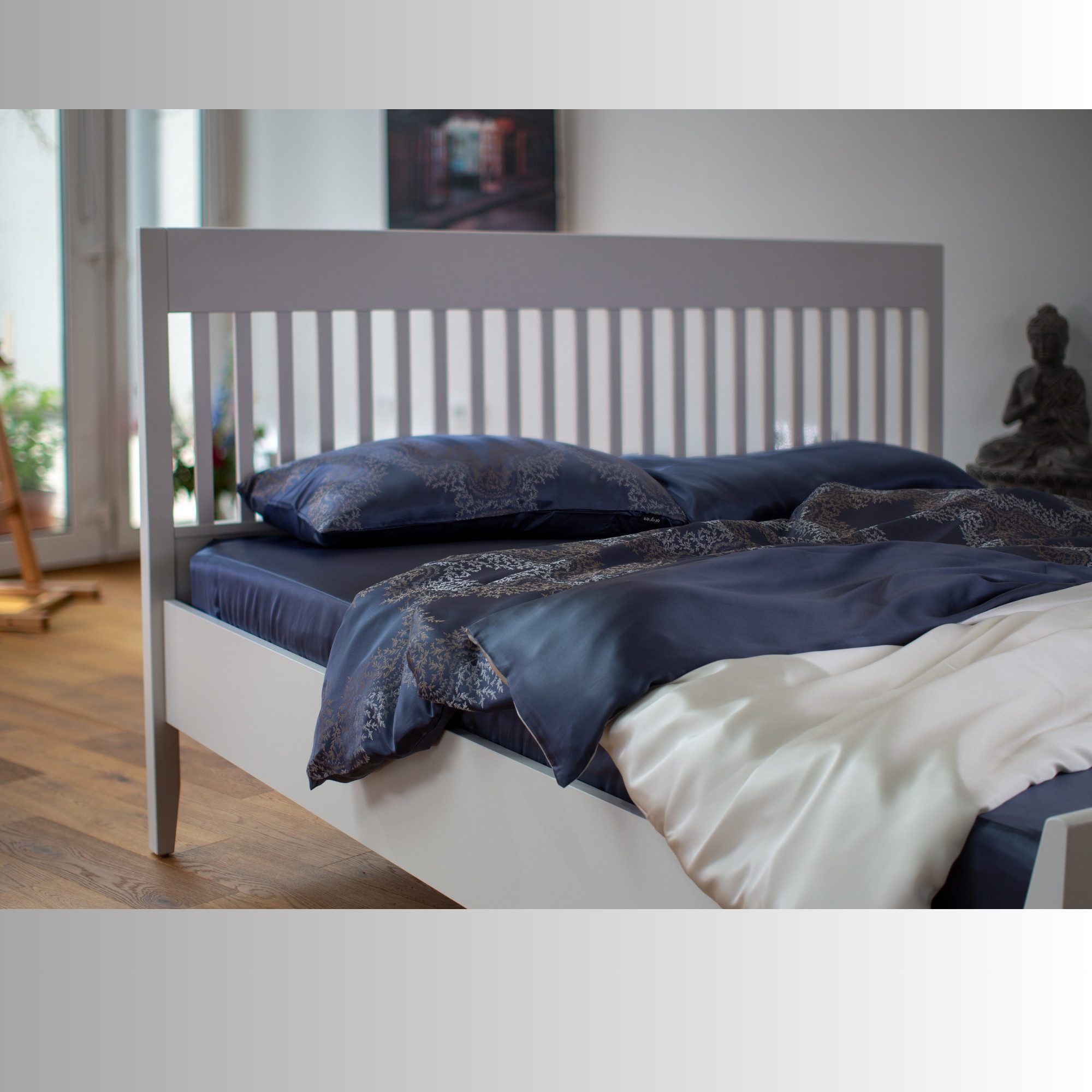 orignee Kissenbezug Seiden-Kissenbezug Blue & White – 100% Seide, kühl & hy günstig online kaufen