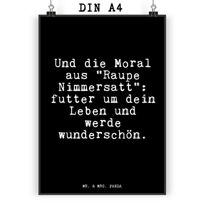 Mr. & Mrs. Panda Poster Und die Moral aus... - Schwarz - Geschenk schlauer Spruch Poster W Fun Talk (1 St)