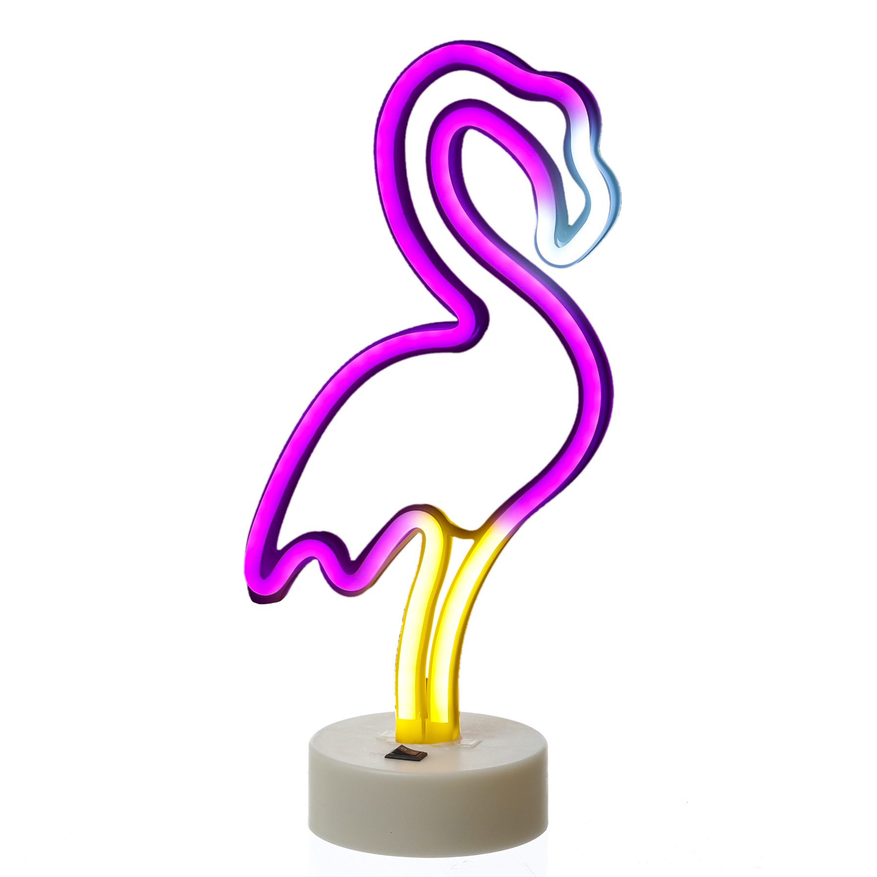 SATISFIRE LED Dekolicht LED NEON Figur FLAMINGO Neonlicht Schild Leuchtfigur Batterie 30cm, LED Classic, pink