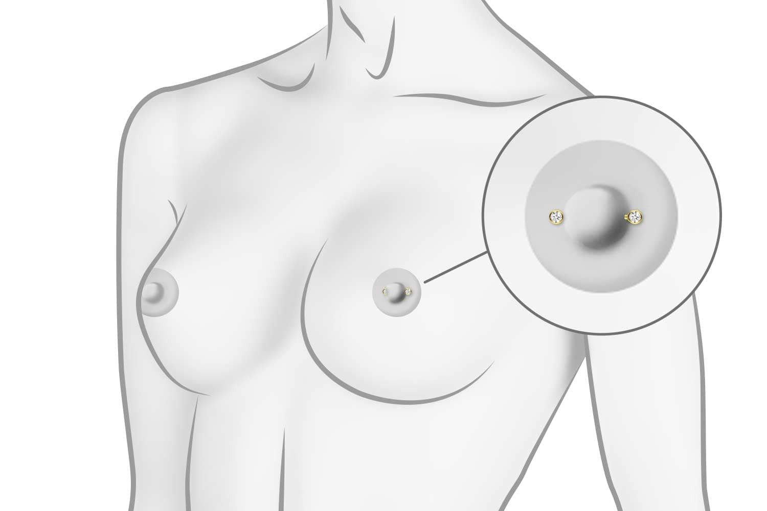PIERCINGLINE Brustwarzenpiercing Titan Barbell mit Push Fit KRISTALL (Barbells, 1-tlg)