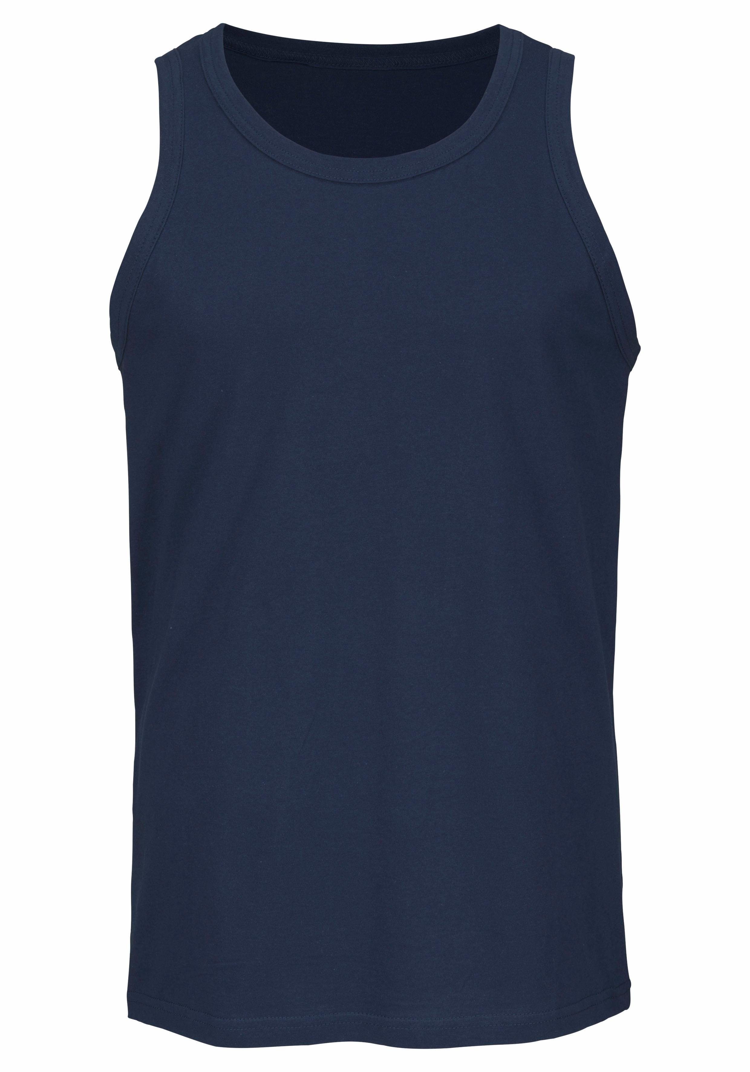 H.I.S Tanktop blau mittelblau, 3-tlg) aus (Packung, dunkelblau, Baumwolle