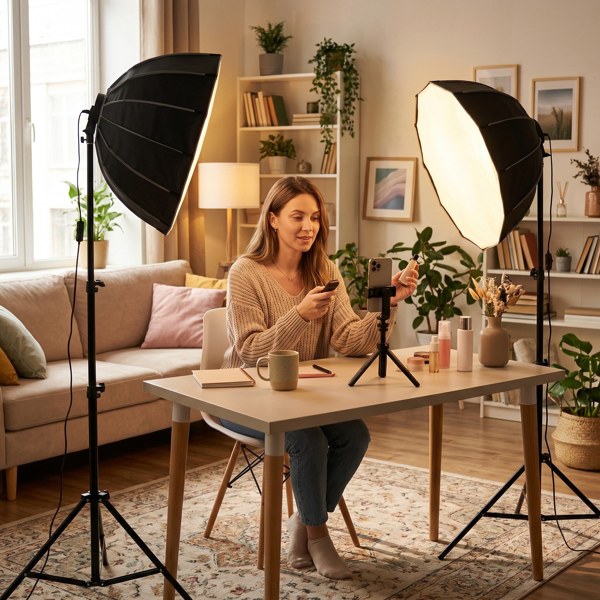 GARRYFIZH Softbox Softbox Softbox Licht Studiolicht für Live-Streaming Und Fotografie, Gleichmäßige Ausleuchtung; ausziehbares Stativ